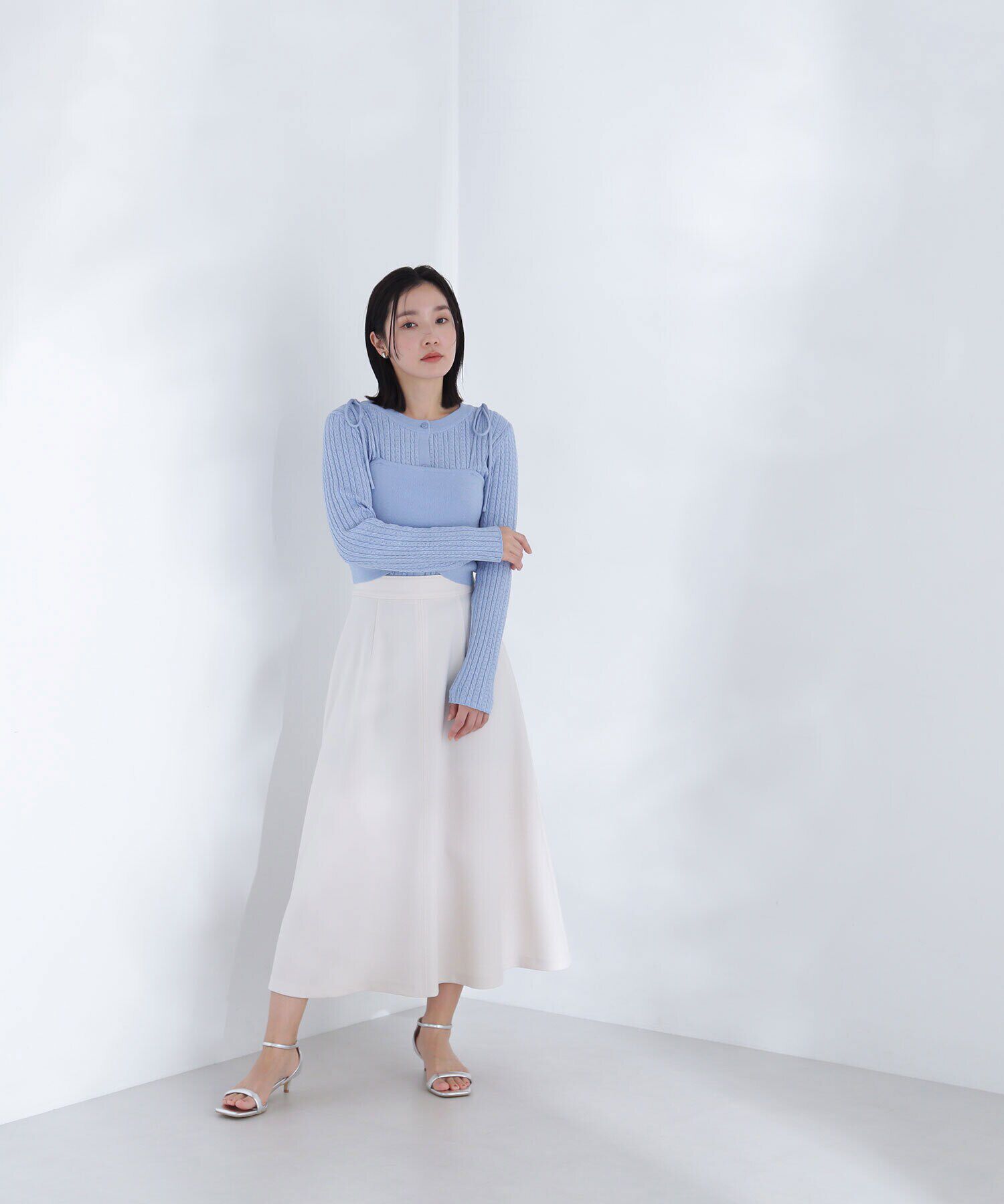  「ラメケーブルカーデ＆ビスチェ」|ニット・セーター|