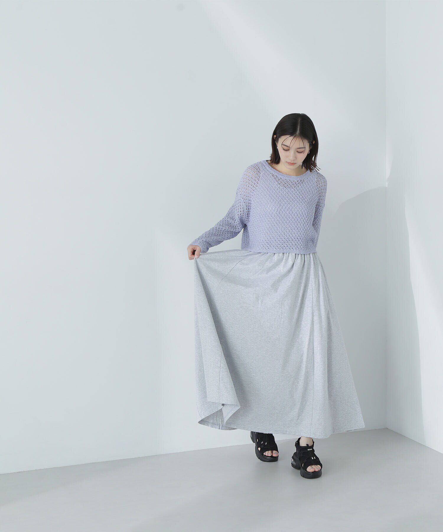  「裏毛トップス＆フレアスカート」|ワンピース|