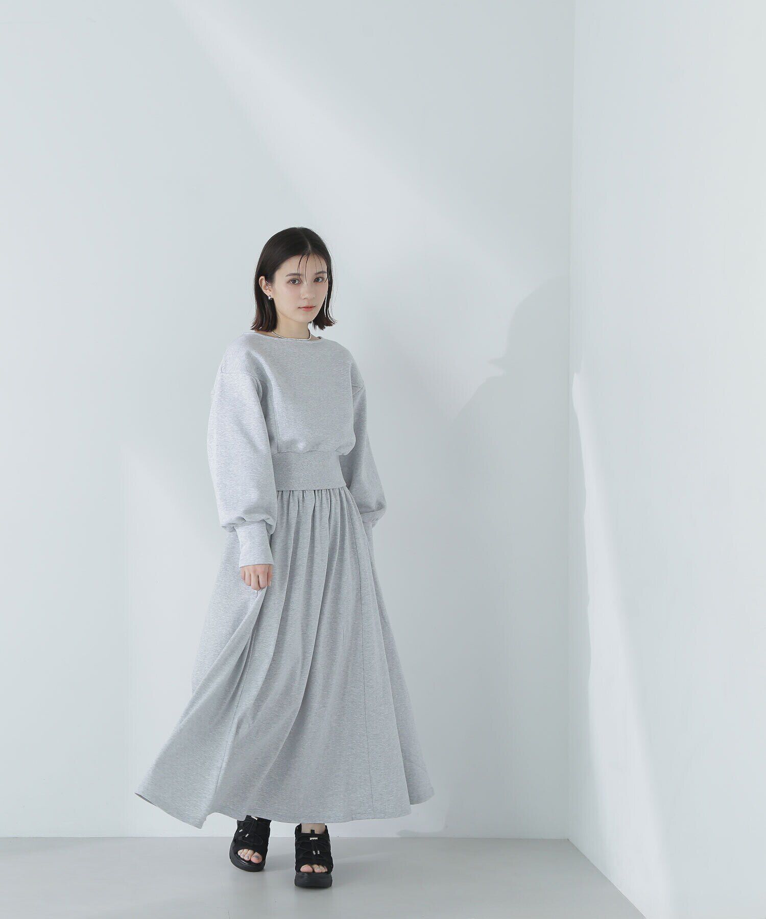  「裏毛トップス＆フレアスカート」|ワンピース|