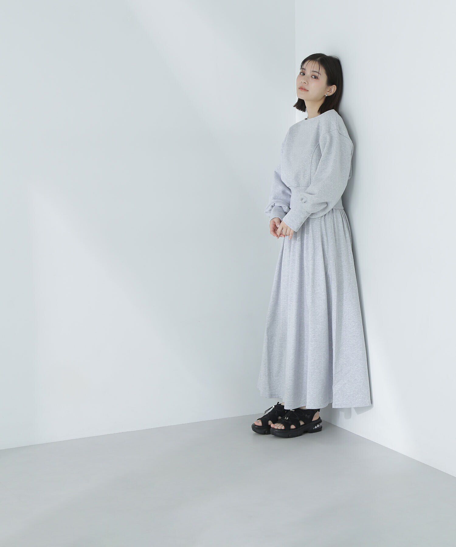  「裏毛トップス＆フレアスカート」|ワンピース|