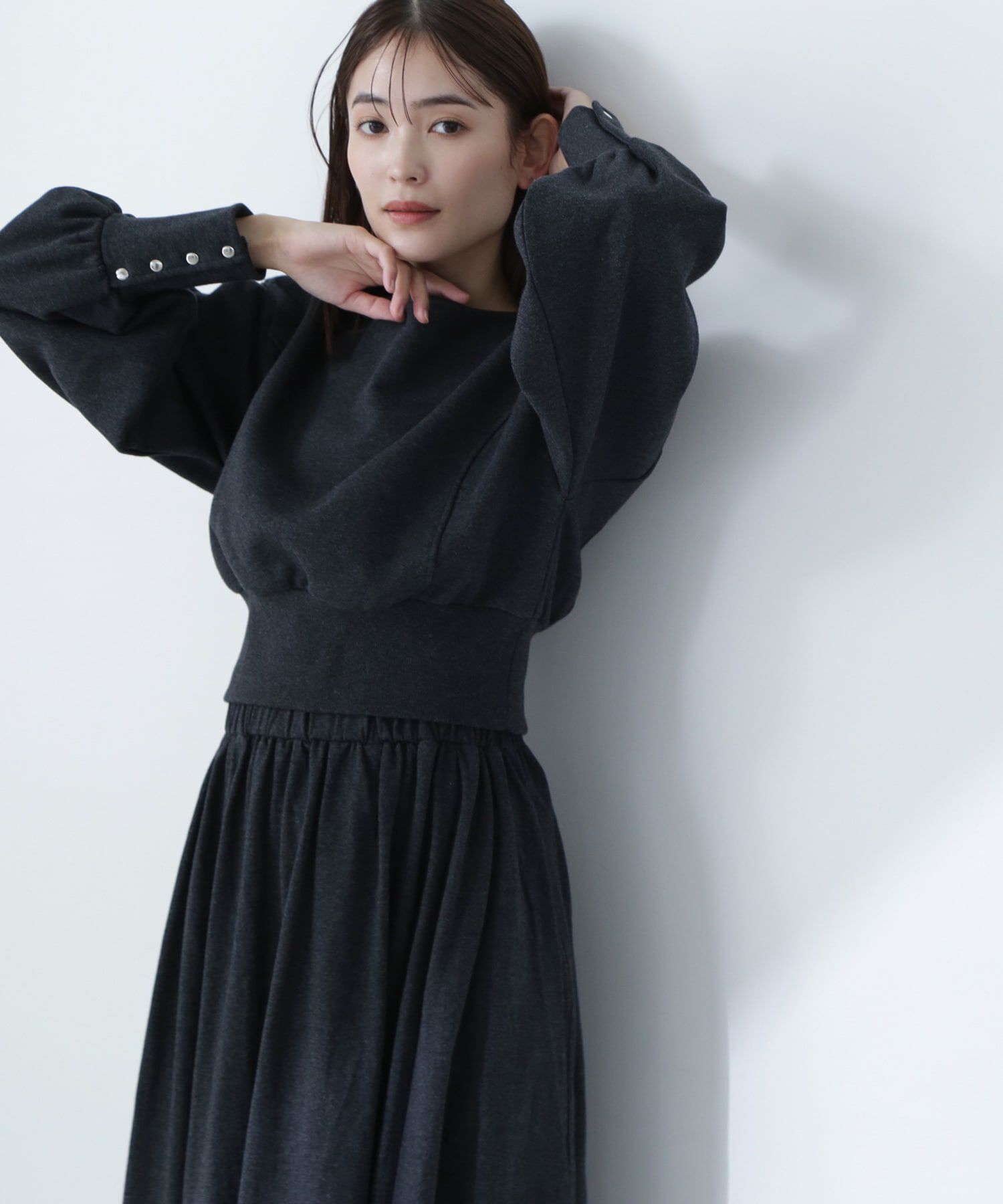  「裏毛トップス＆フレアスカート」|ワンピース|