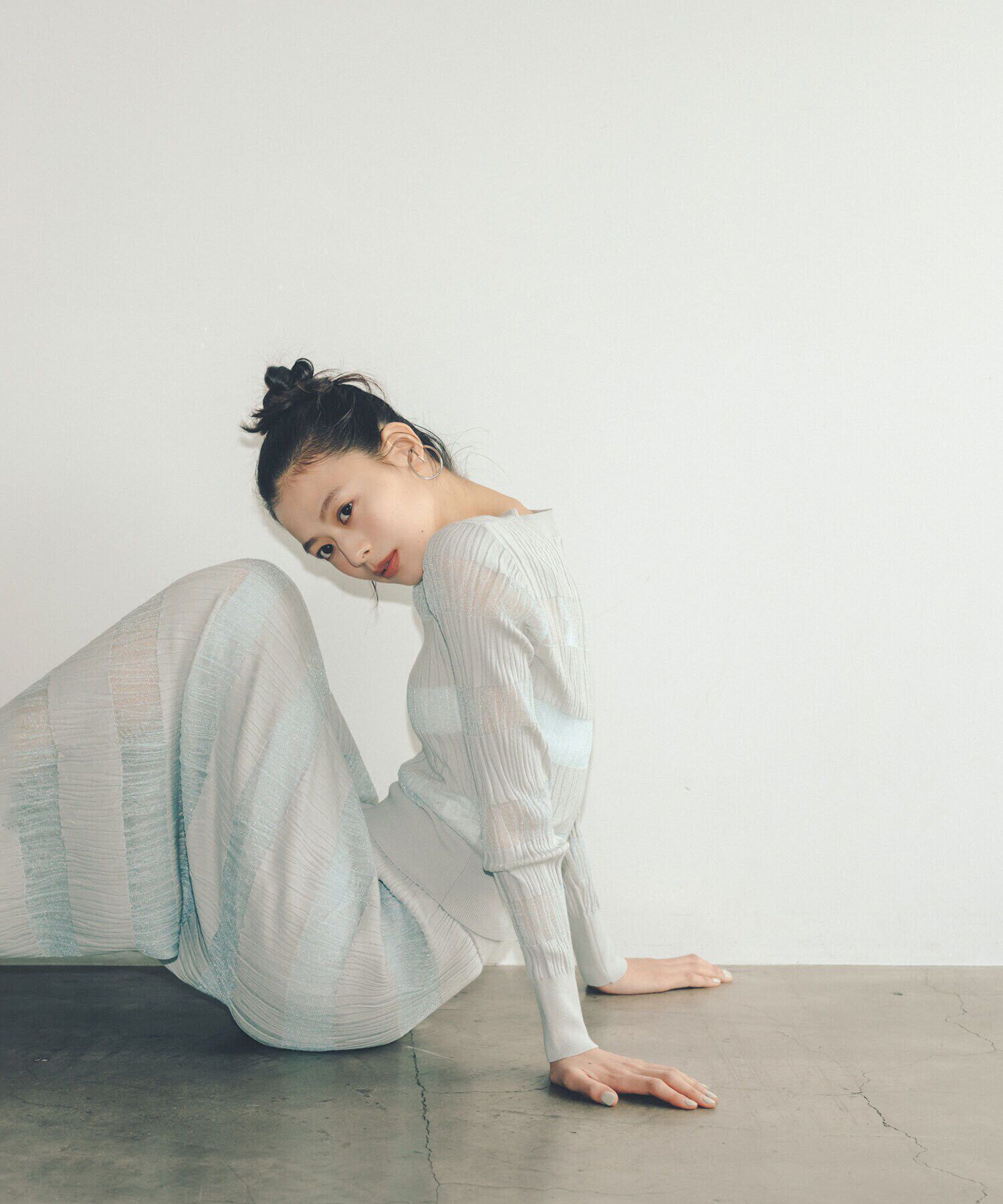  「ウェーブシアーボーダー SETUP ニット」|ニット・セーター|ブルー