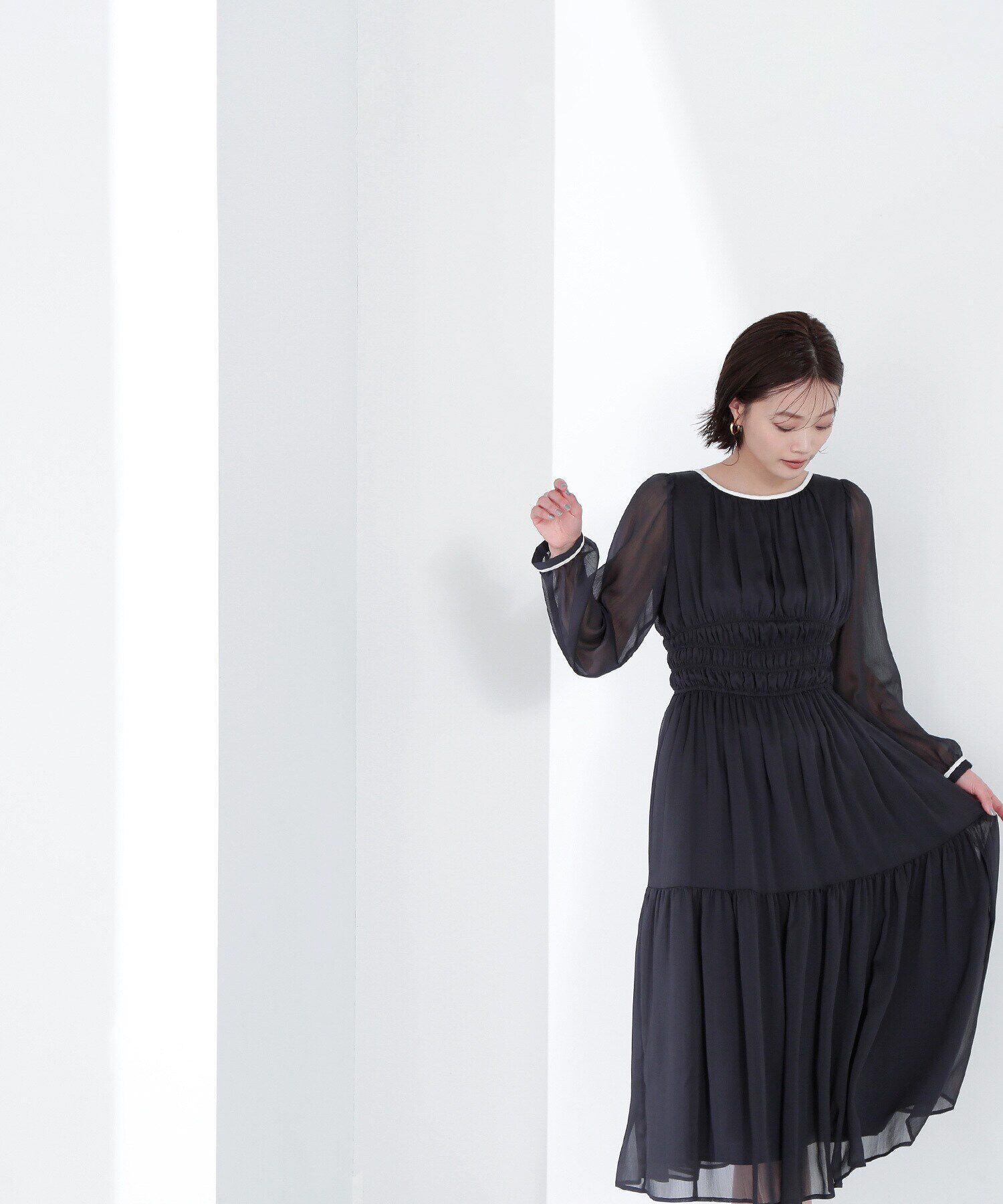  「楊柳バイカラーワンピース」|ワンピース|