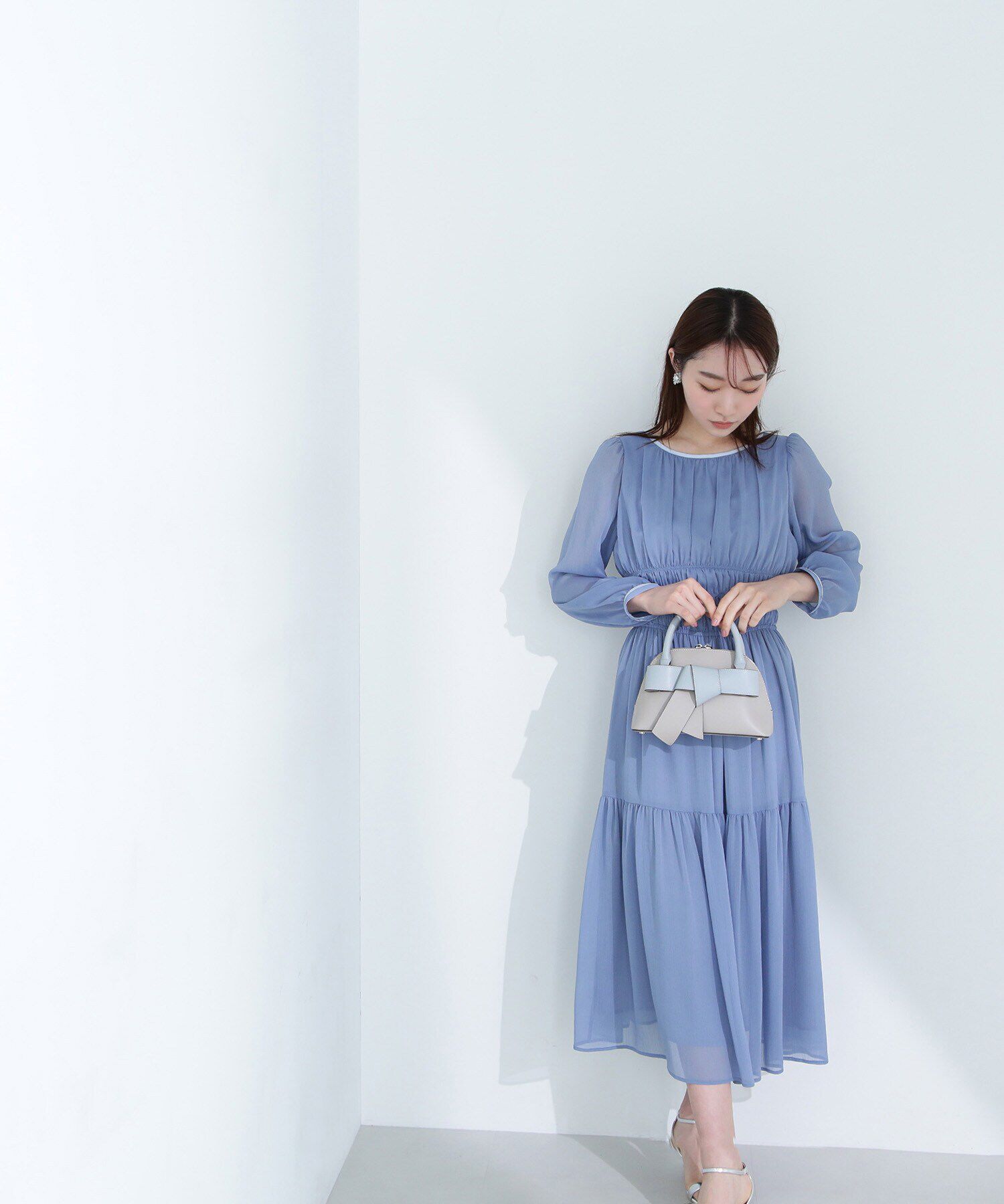  「楊柳バイカラーワンピース」|ワンピース|ブルー