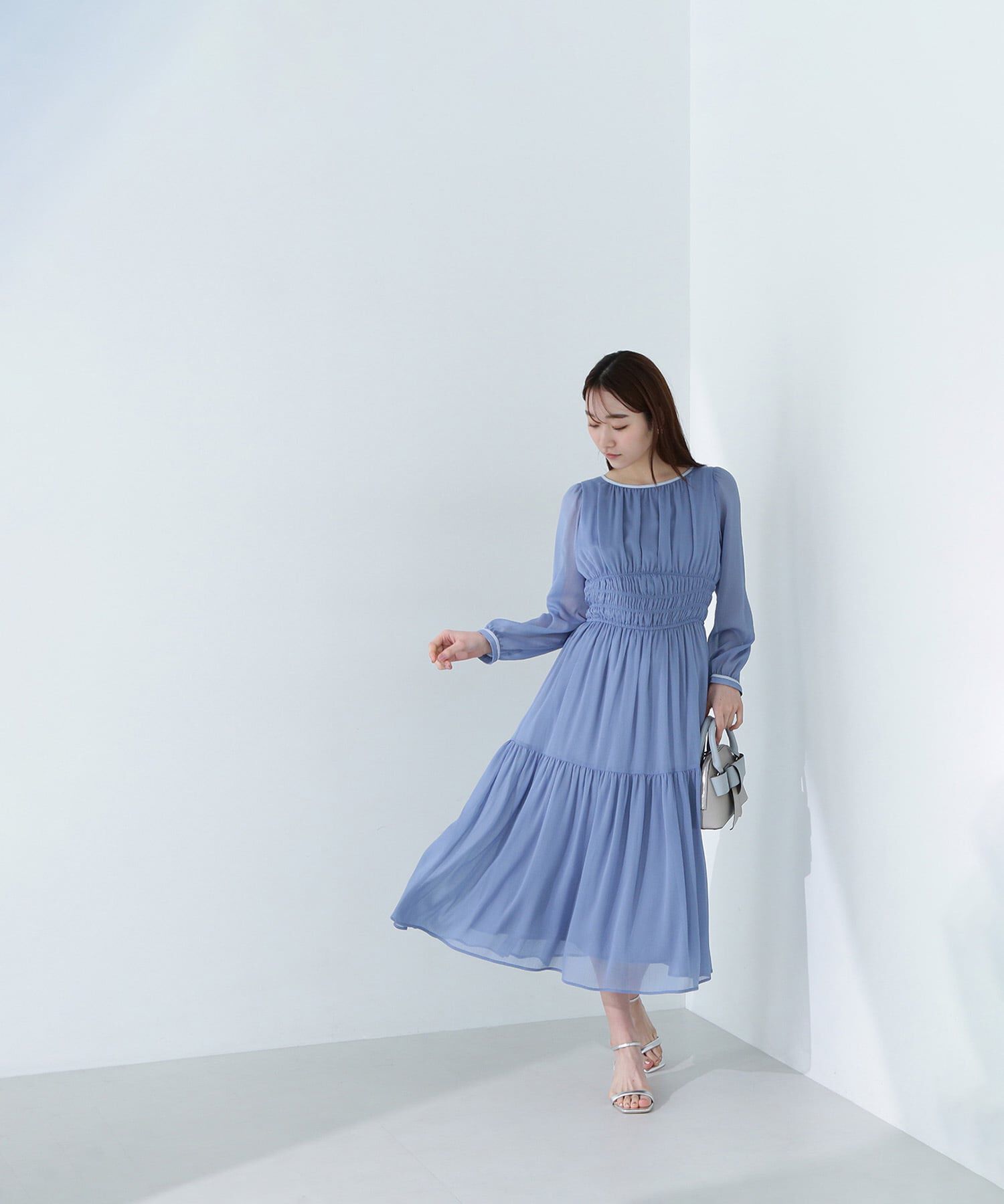  「楊柳バイカラーワンピース」|ワンピース|