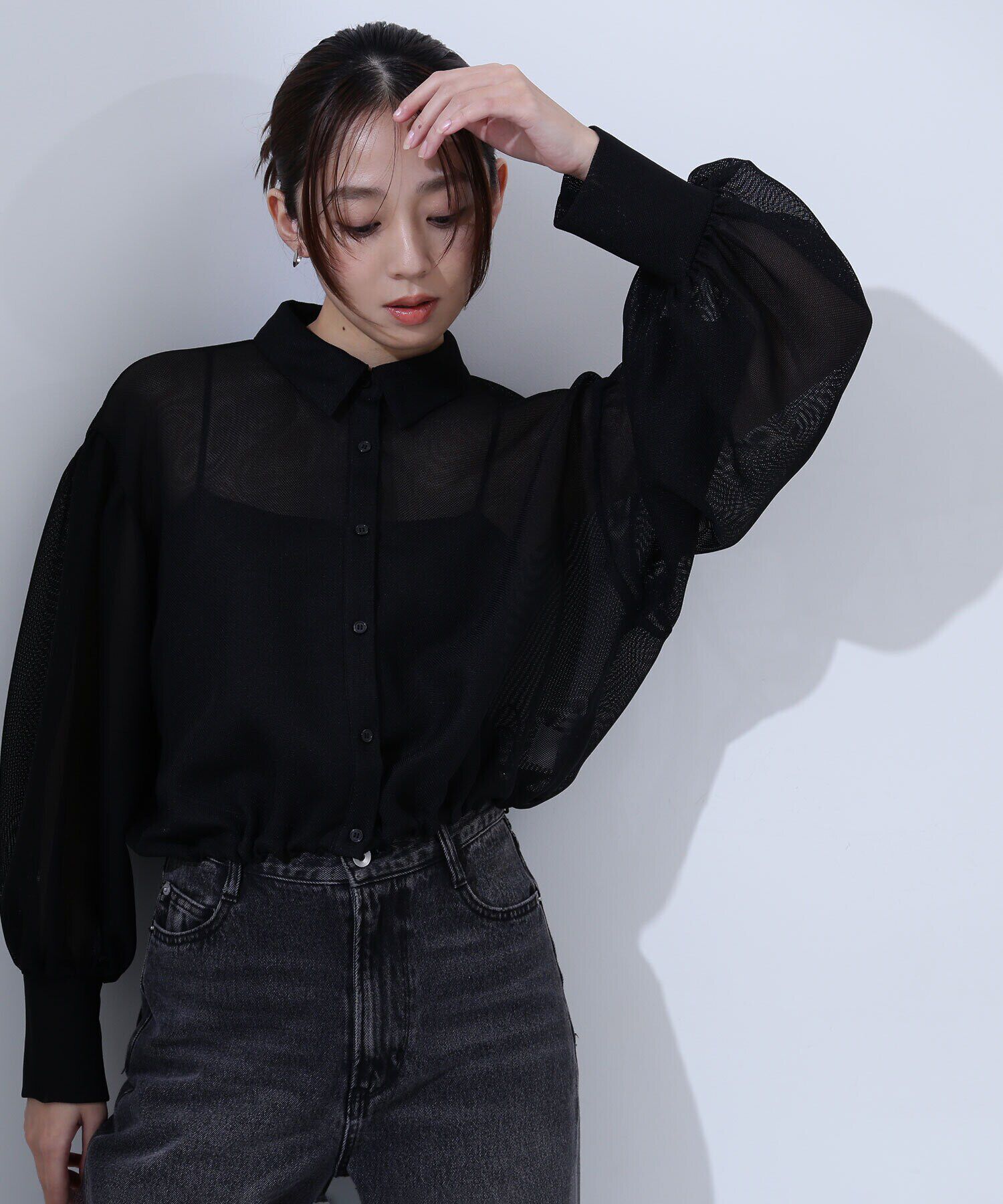  「シャツカラーメッシュブルゾン」|ブルゾン・スタジャン|