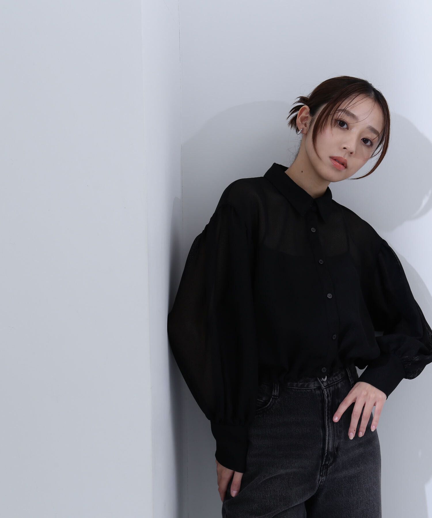  「シャツカラーメッシュブルゾン」|ブルゾン・スタジャン|