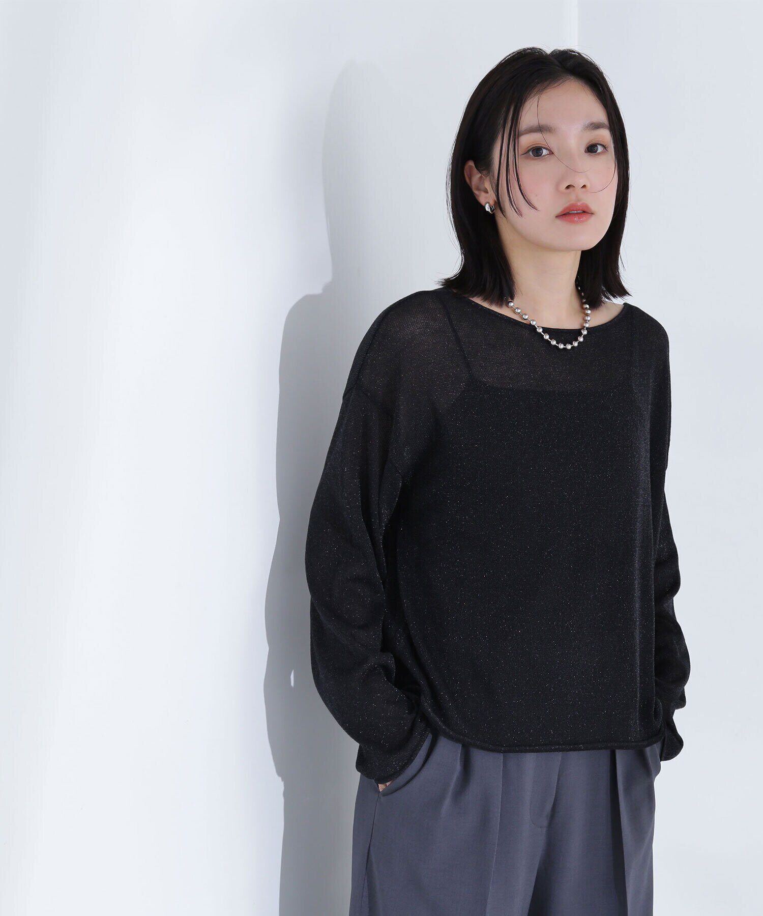  「ラメシアーオーバーニット」|ニット・セーター|クロ