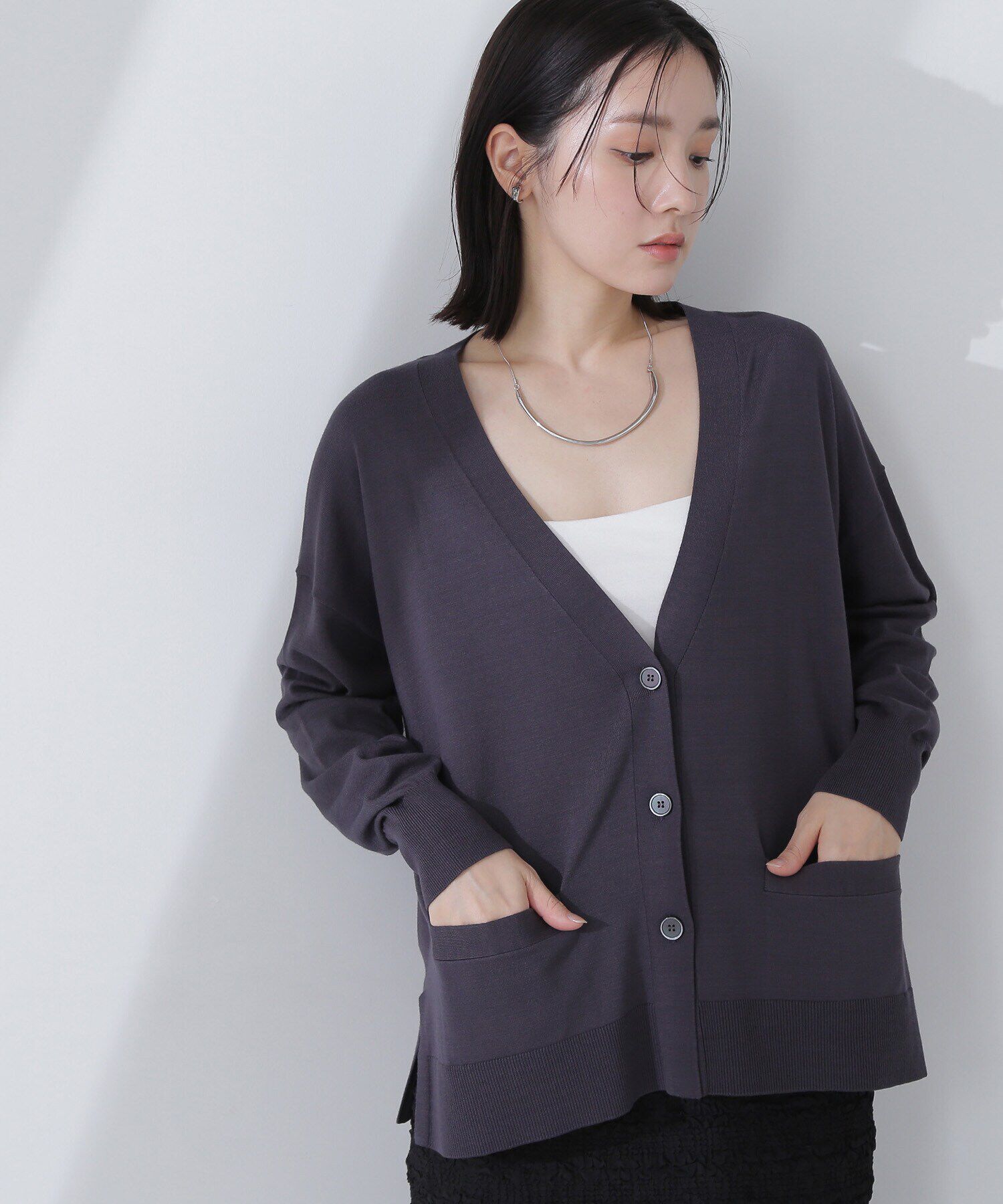  「ベーシックカーディガン Vネックニット」|ニット・セーター|