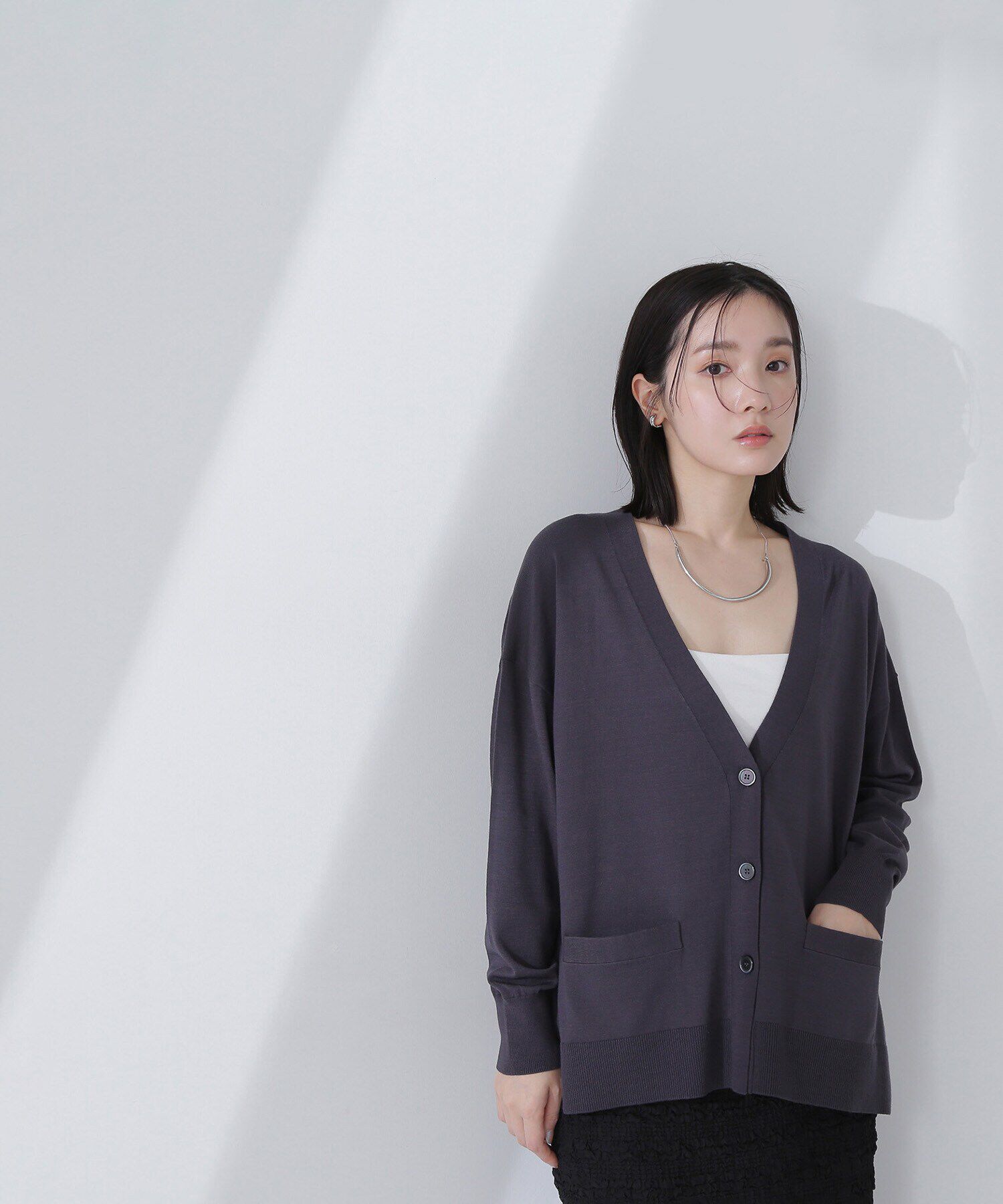  「ベーシックカーディガン Vネックニット」|ニット・セーター|