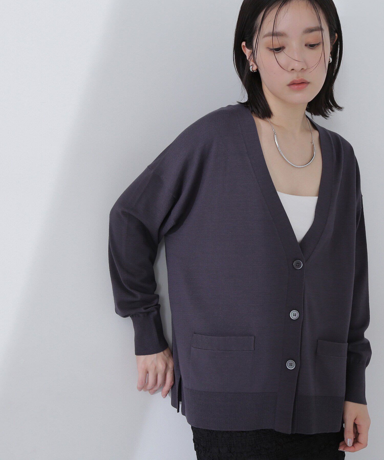  「ベーシックカーディガン Vネックニット」|ニット・セーター|