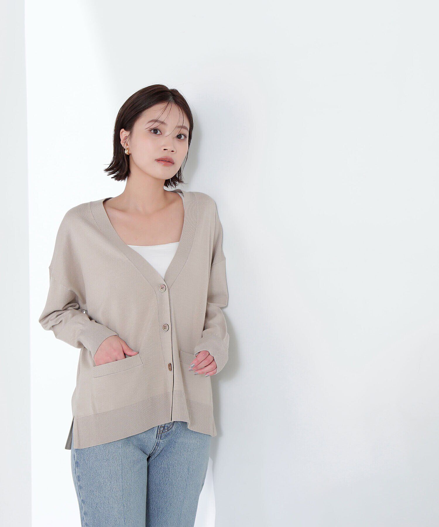  「ベーシックカーディガン Vネックニット」|ニット・セーター|