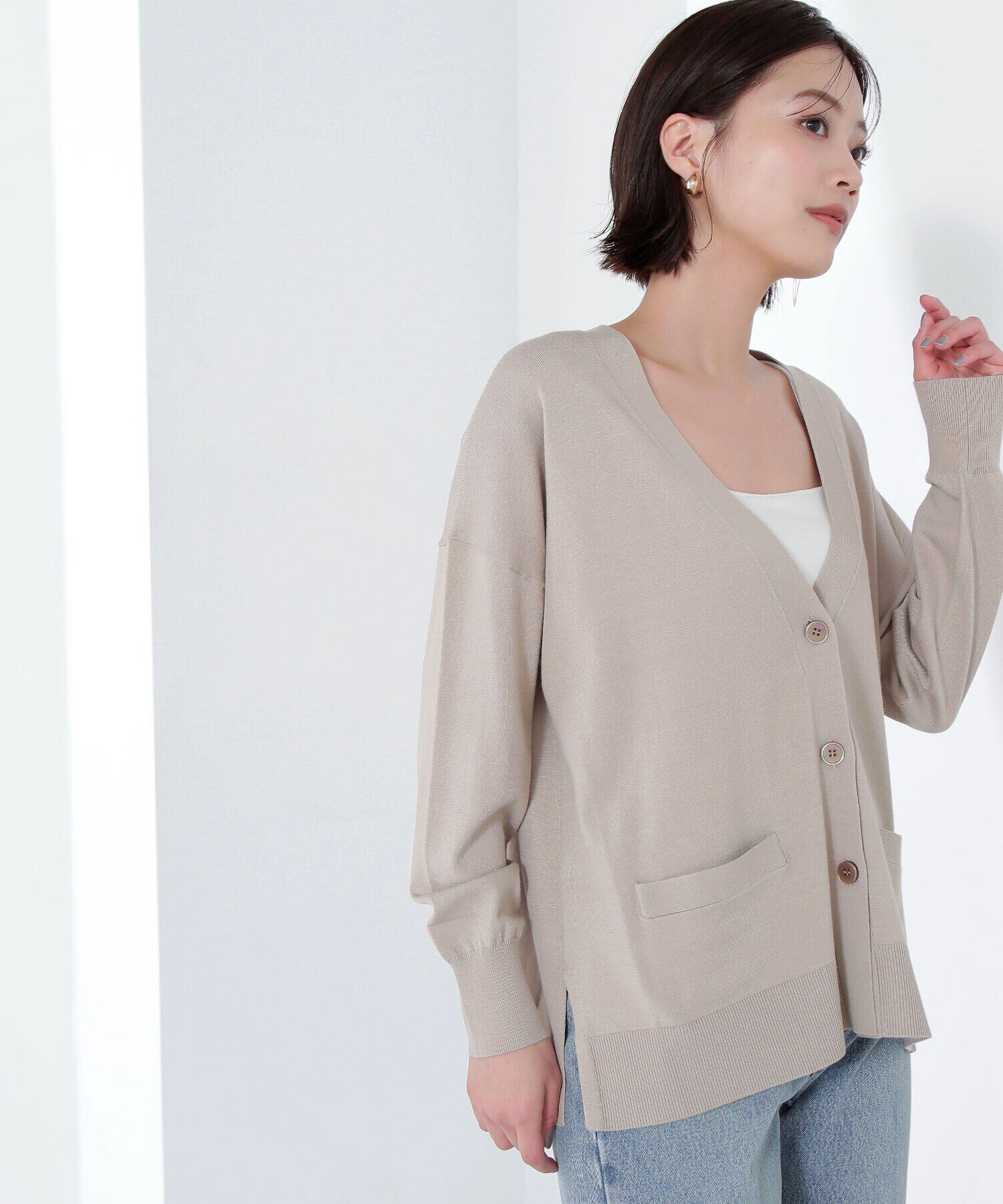  「ベーシックカーディガン Vネックニット」|ニット・セーター|