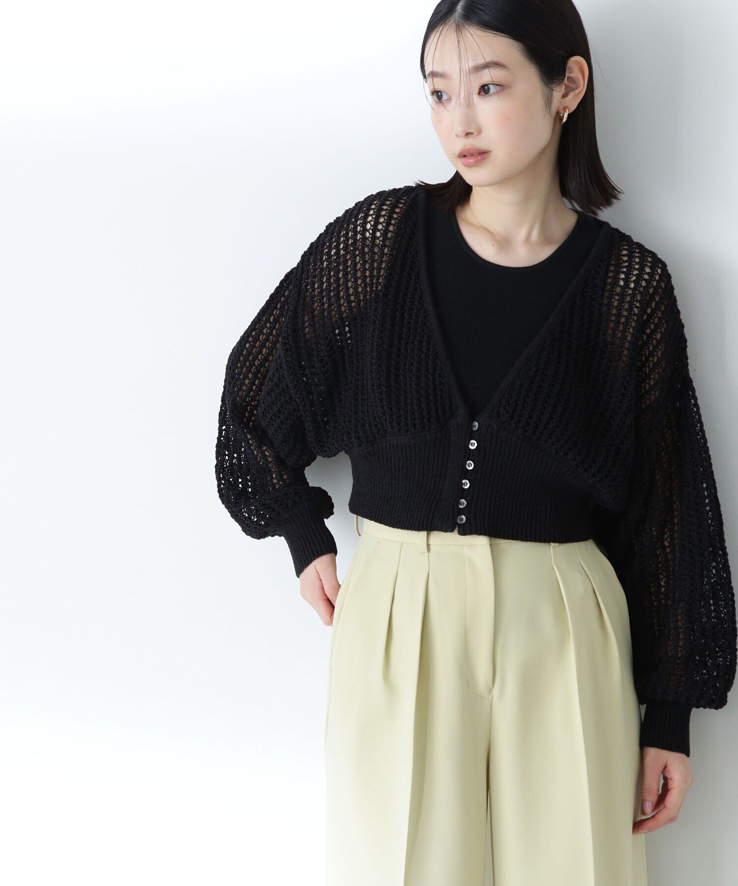  「アメスリレイヤードメッシュカーディガン」|ニット・セーター|クロ