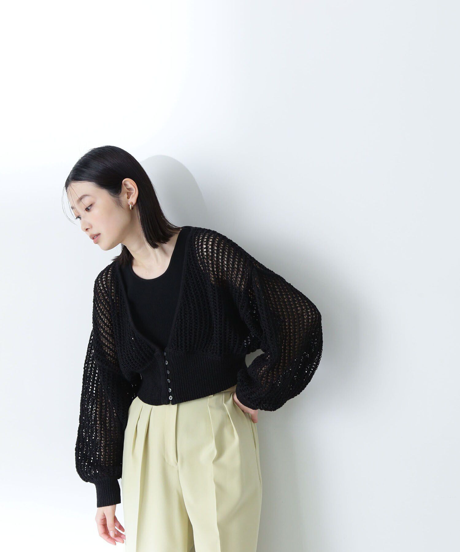  「アメスリレイヤードメッシュカーディガン」|ニット・セーター|