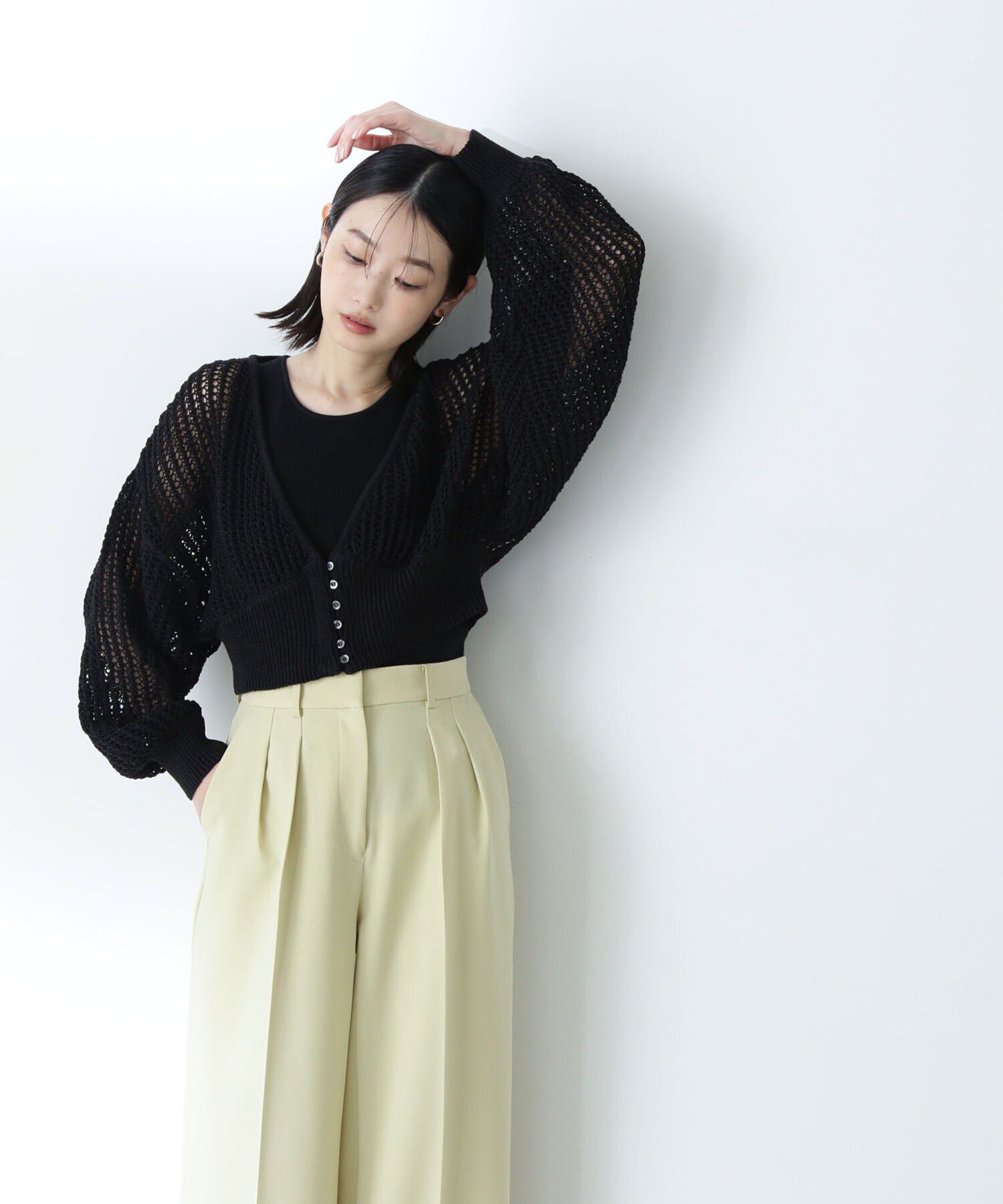  「アメスリレイヤードメッシュカーディガン」|ニット・セーター|