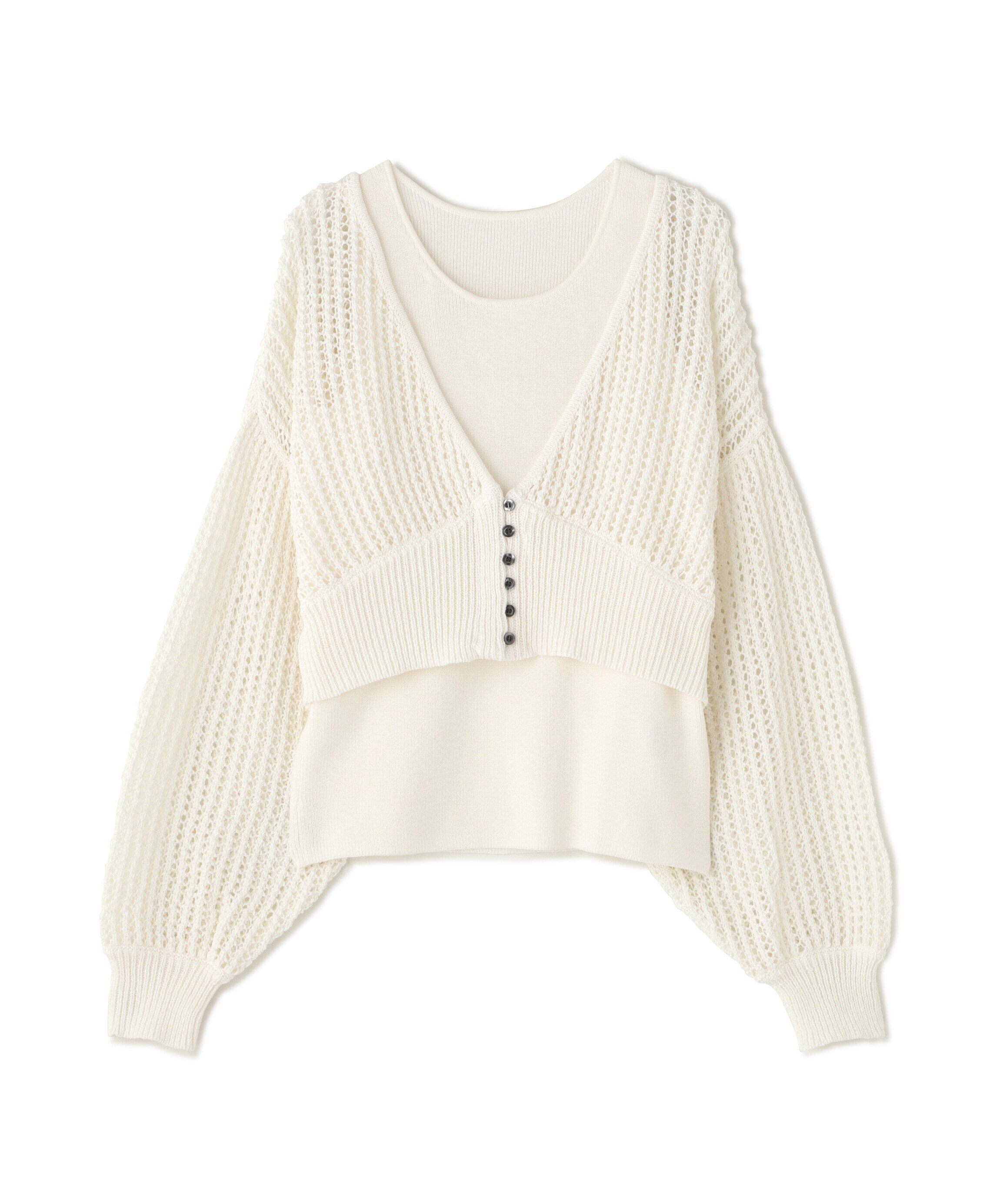  「アメスリレイヤードメッシュカーディガン」|ニット・セーター|