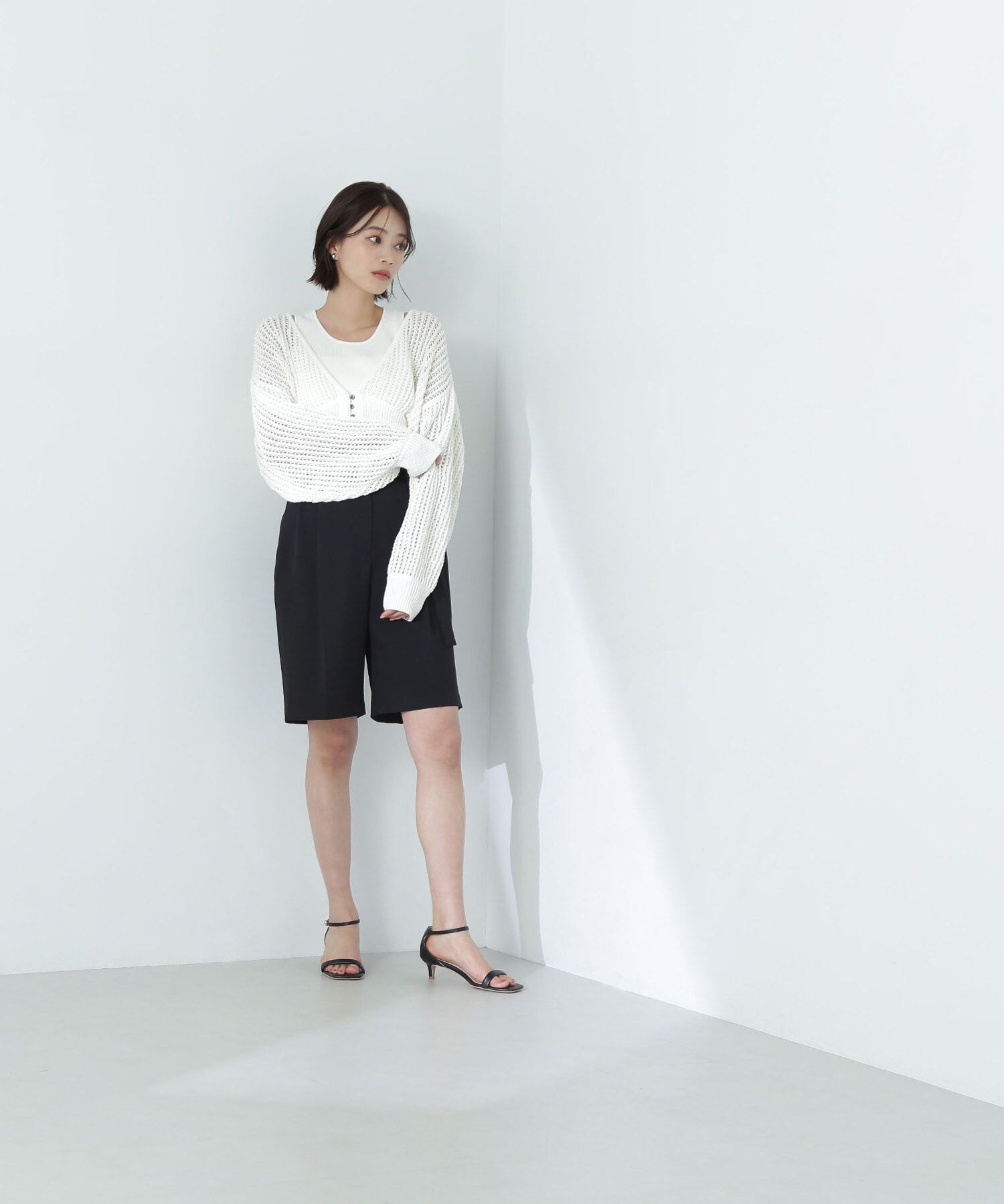  「アメスリレイヤードメッシュカーディガン」|ニット・セーター|