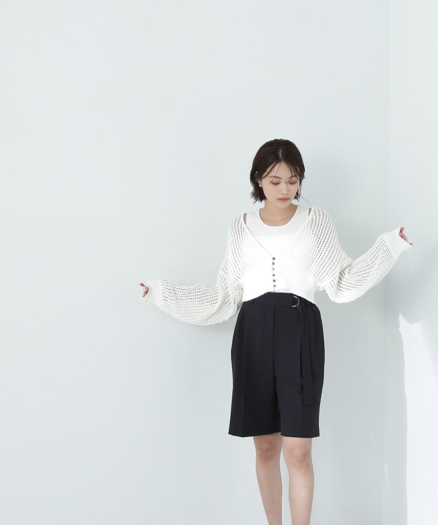  「アメスリレイヤードメッシュカーディガン」|ニット・セーター|