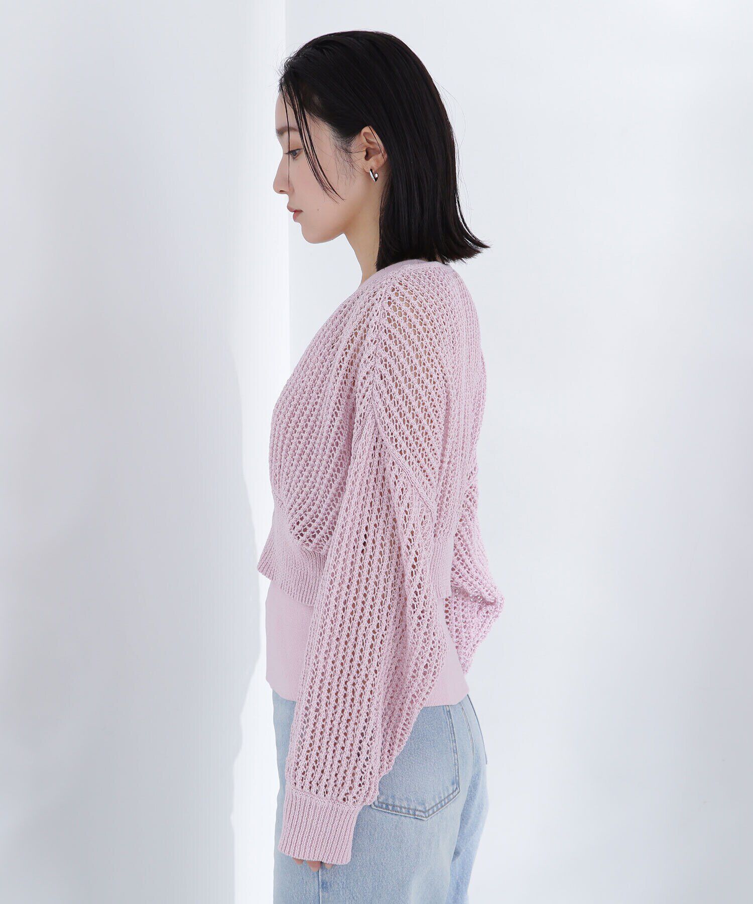  「アメスリレイヤードメッシュカーディガン」|ニット・セーター|