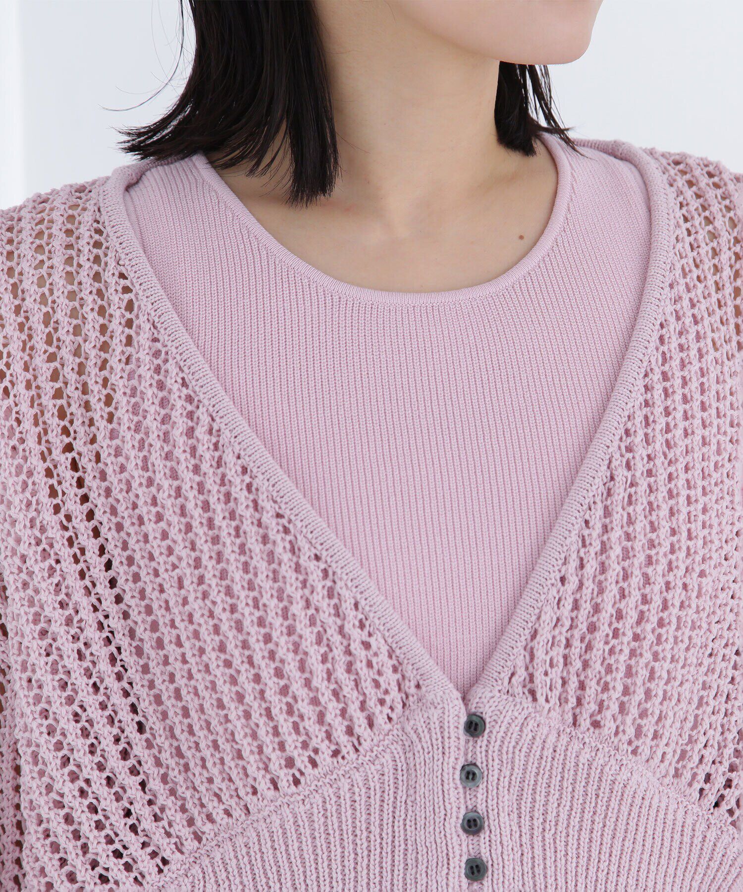  「アメスリレイヤードメッシュカーディガン」|ニット・セーター|