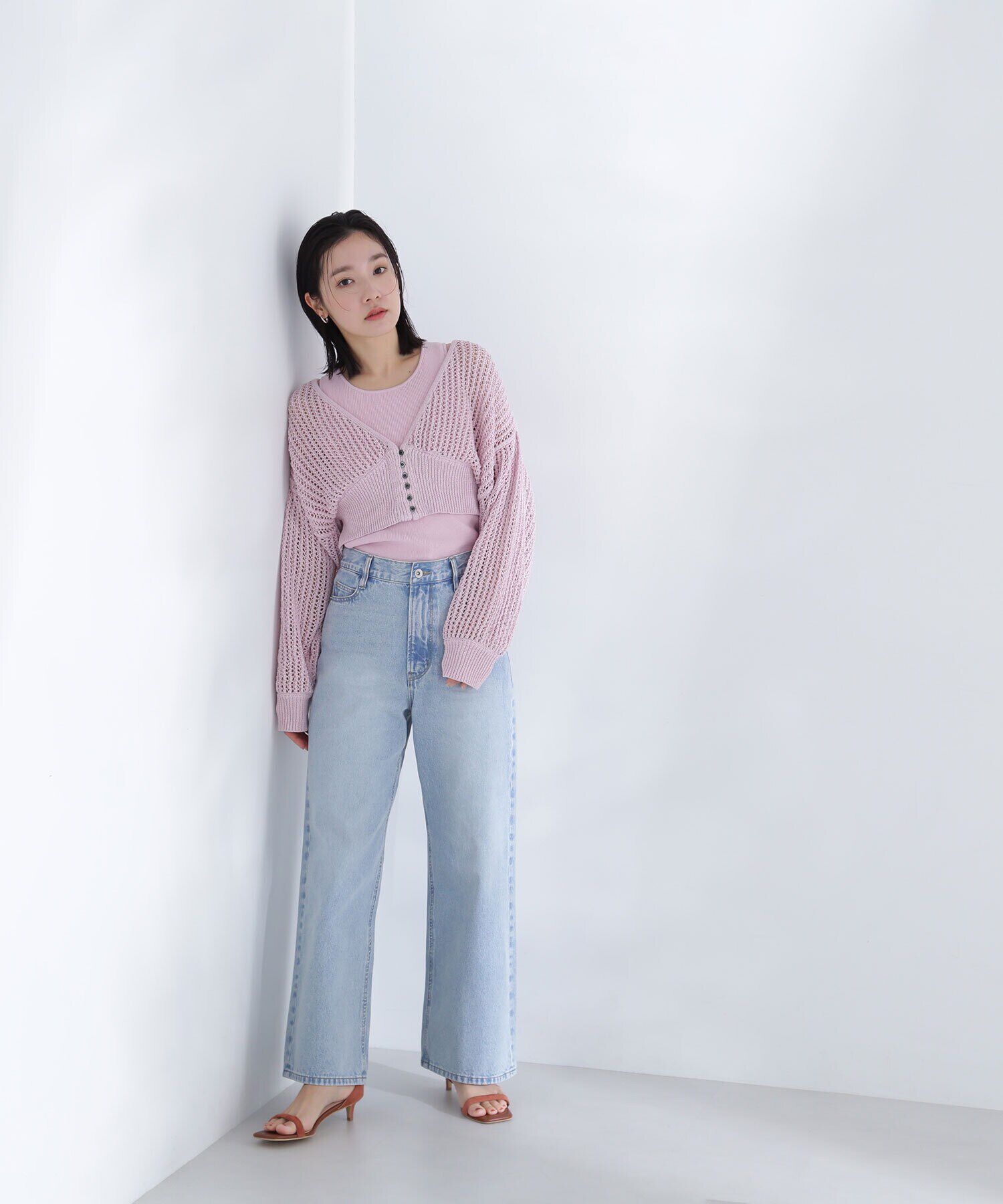  「アメスリレイヤードメッシュカーディガン」|ニット・セーター|