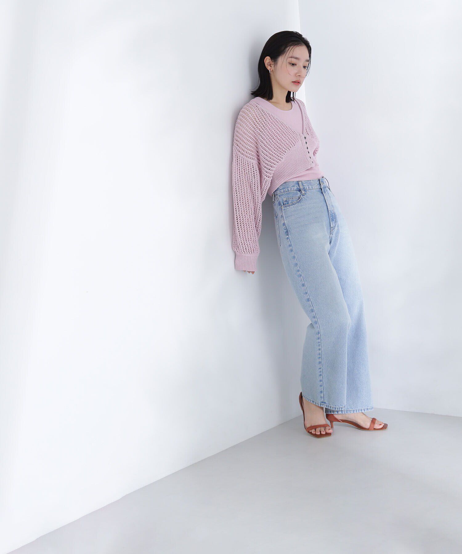  「アメスリレイヤードメッシュカーディガン」|ニット・セーター|