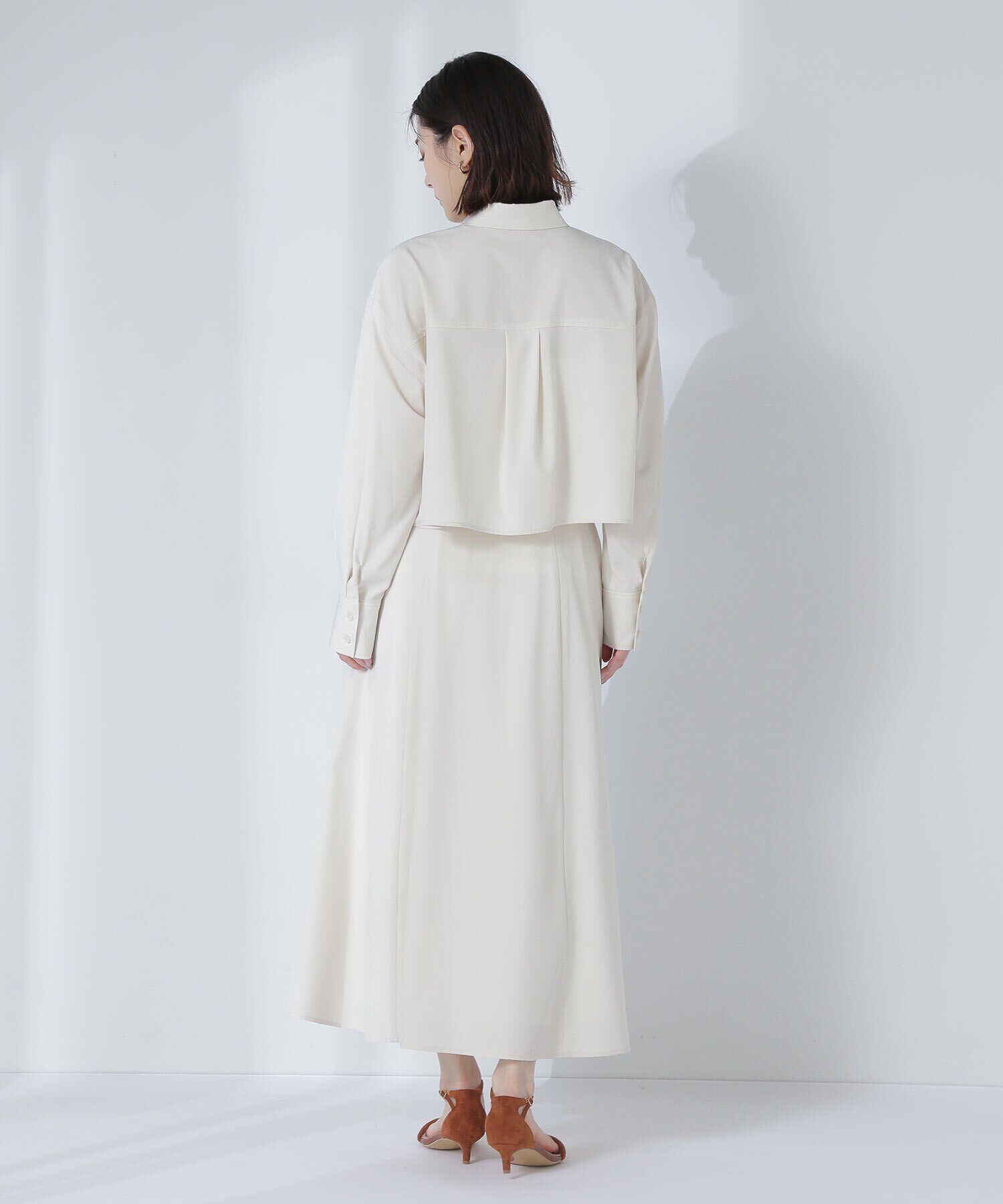  「クロップドシャツ＆フレアスカート」|ワンピース|