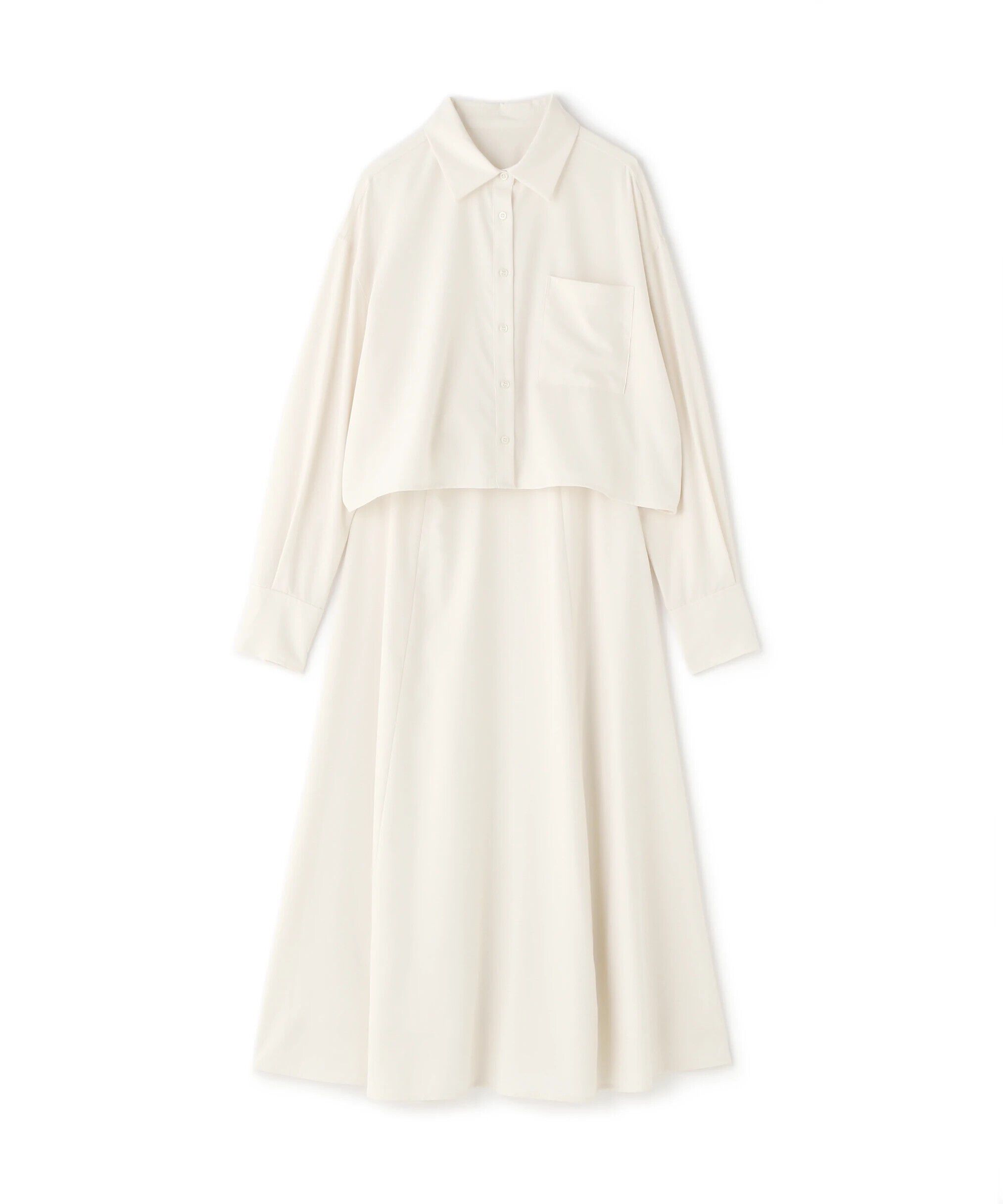  「クロップドシャツ＆フレアスカート」|ワンピース|