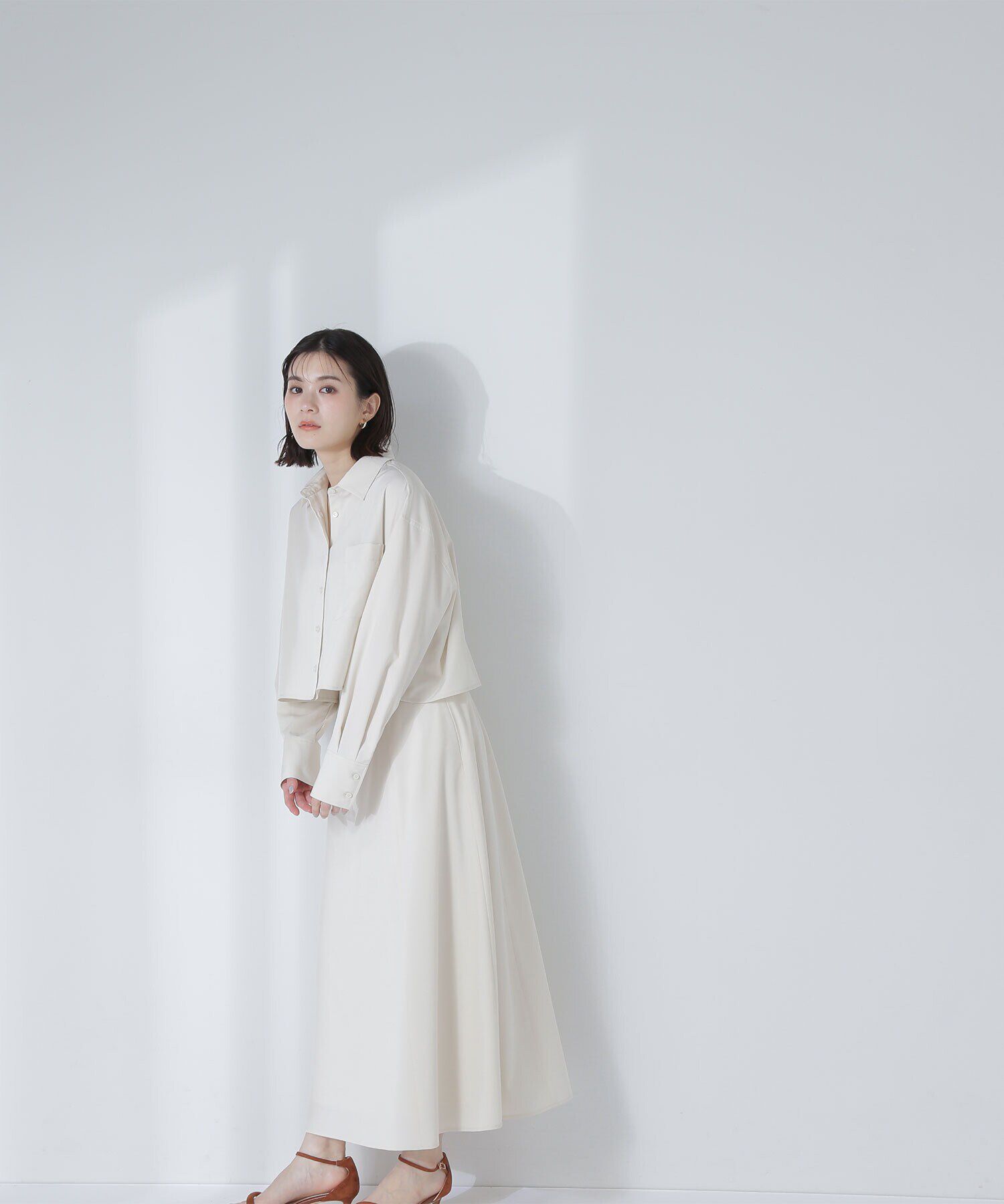  「クロップドシャツ＆フレアスカート」|ワンピース|