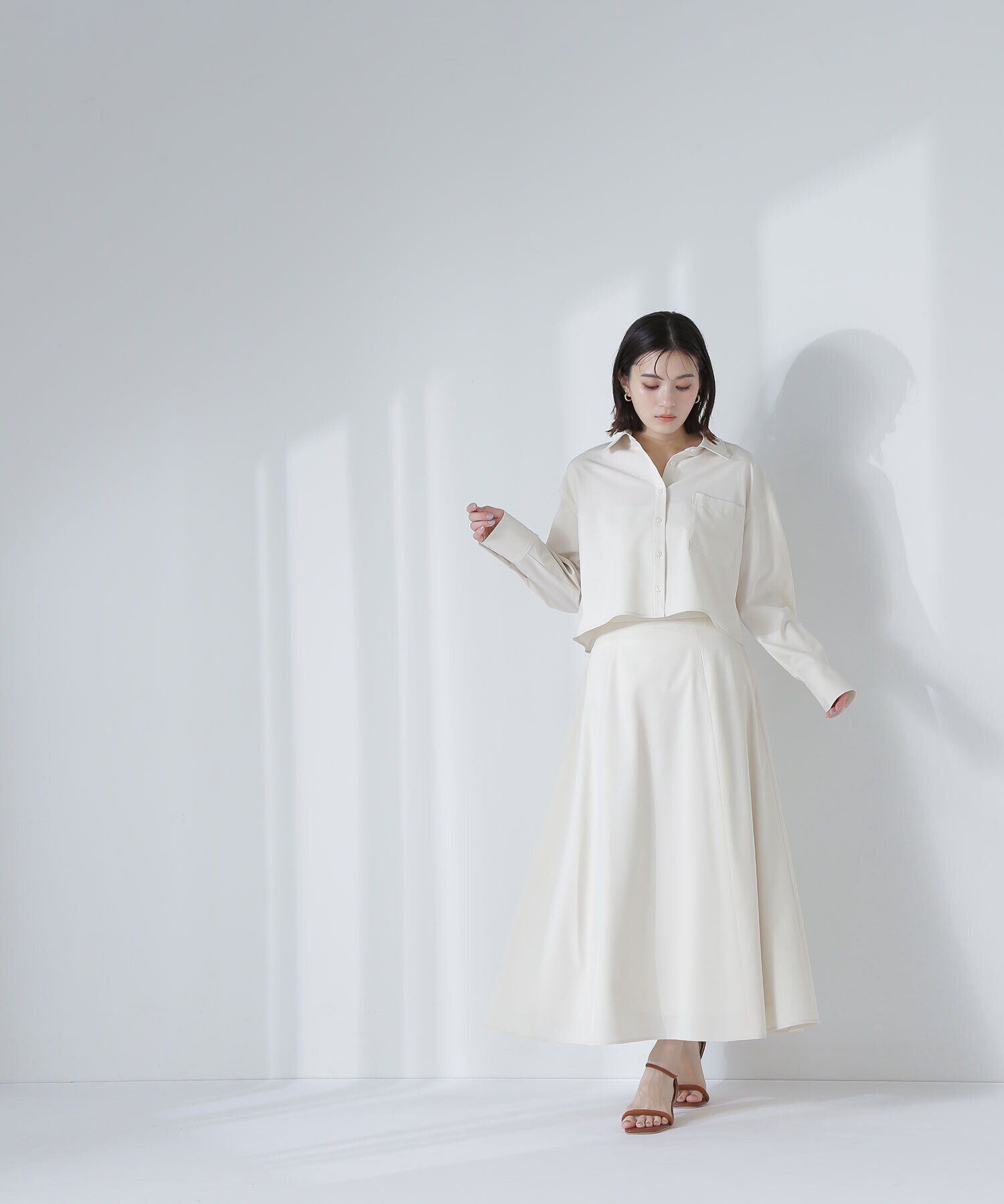  「クロップドシャツ＆フレアスカート」|ワンピース|