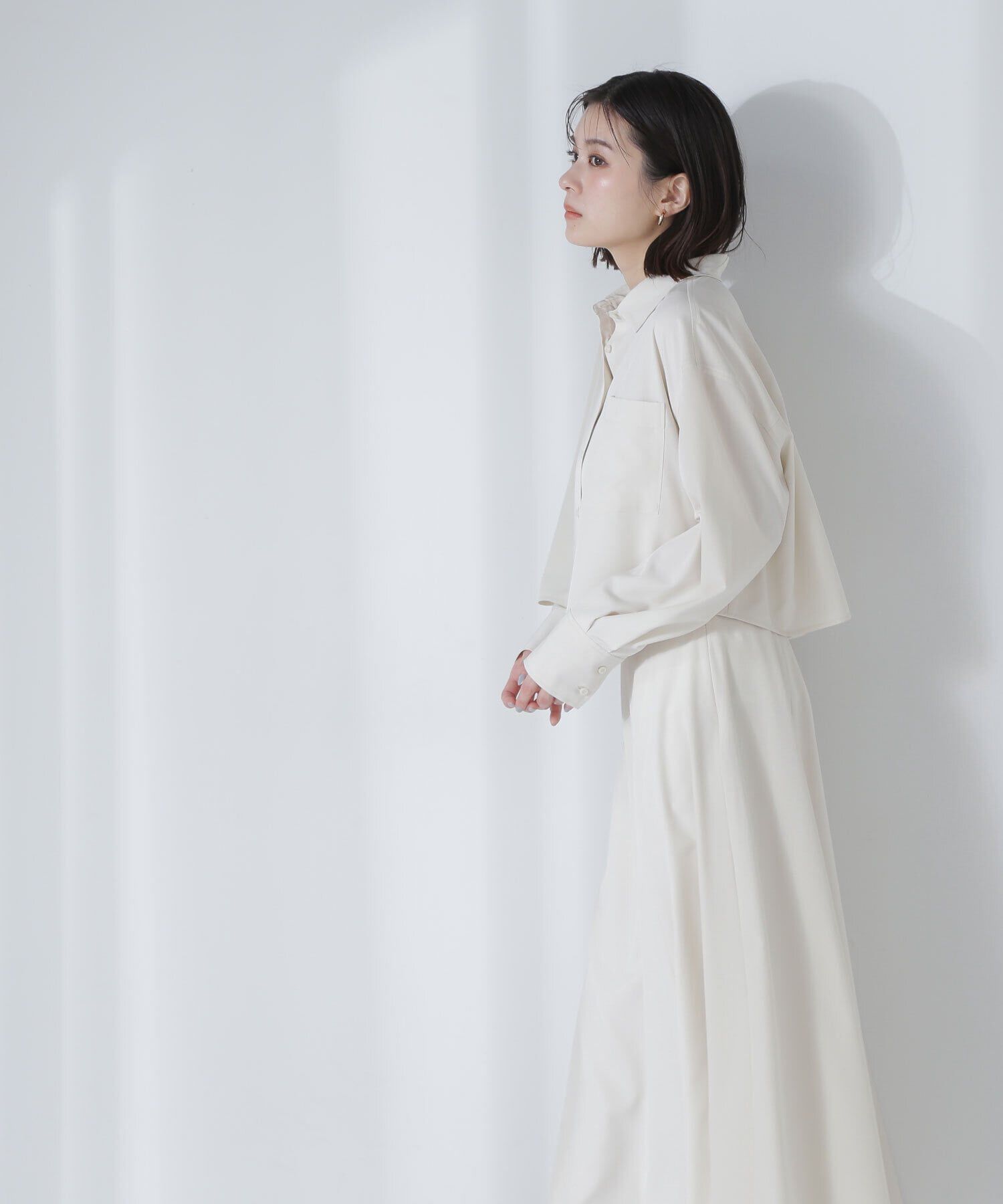  「クロップドシャツ＆フレアスカート」|ワンピース|