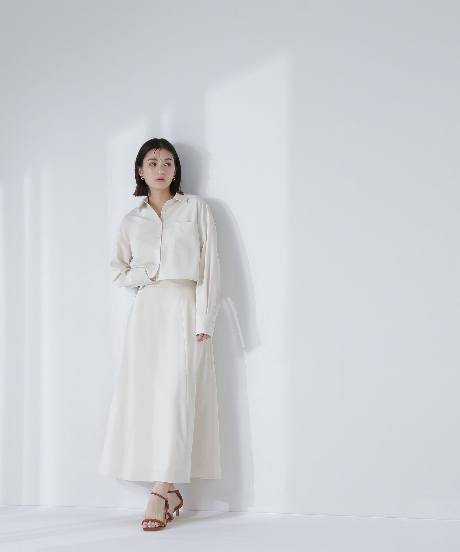  「クロップドシャツ＆フレアスカート」|ワンピース|