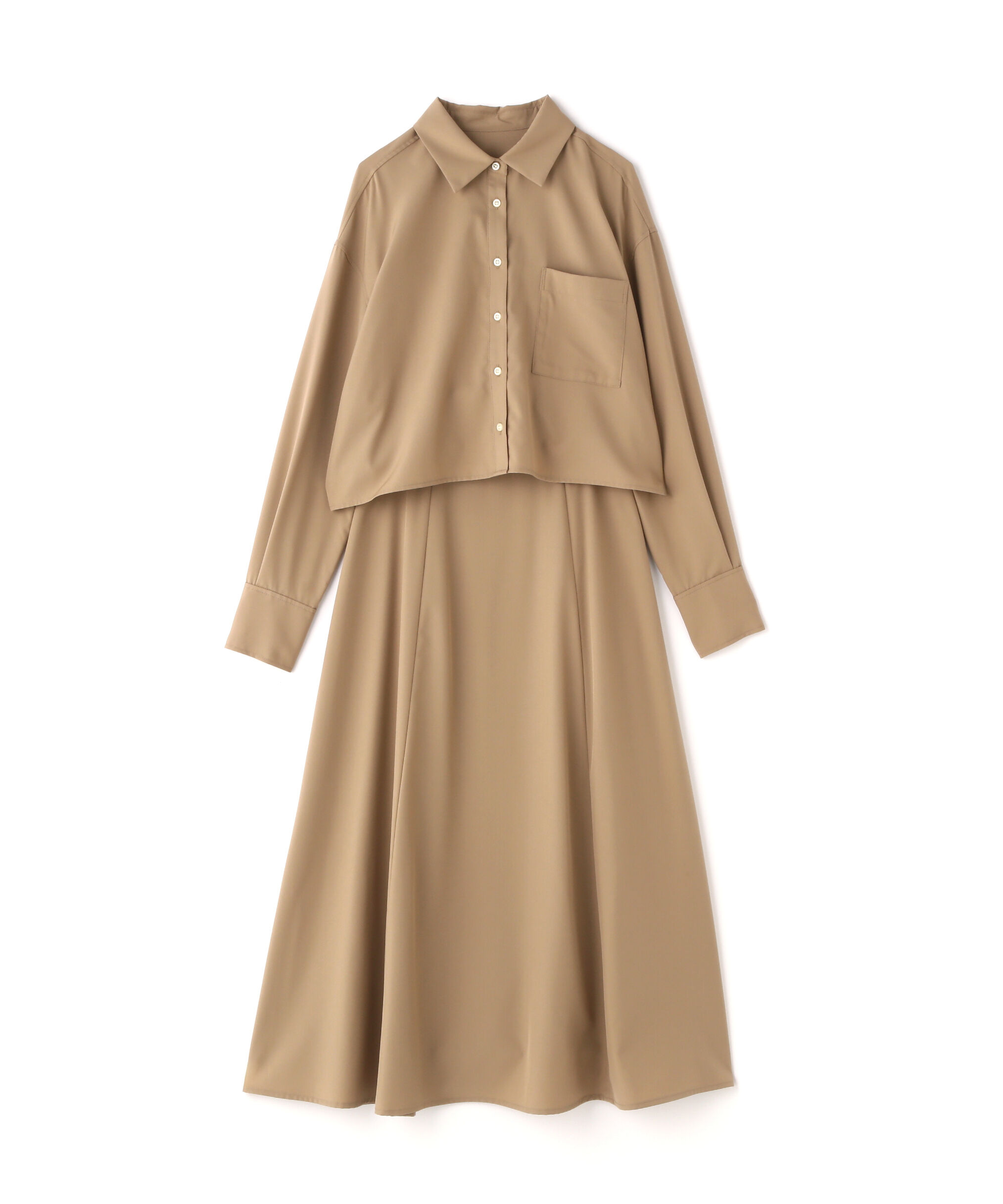  「クロップドシャツ＆フレアスカート」|ワンピース|