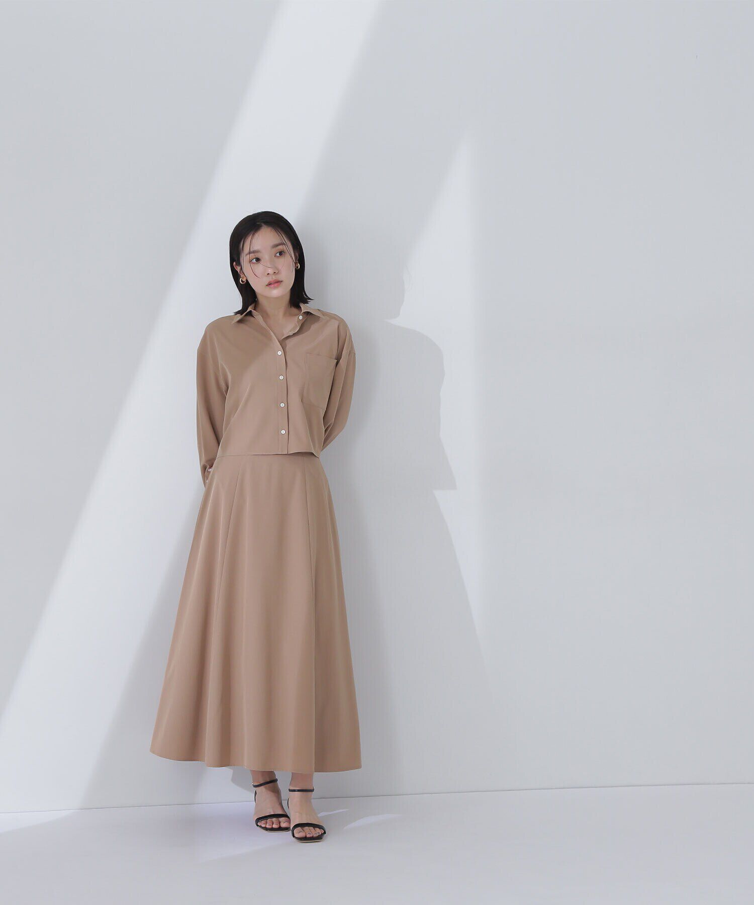  「クロップドシャツ＆フレアスカート」|ワンピース|