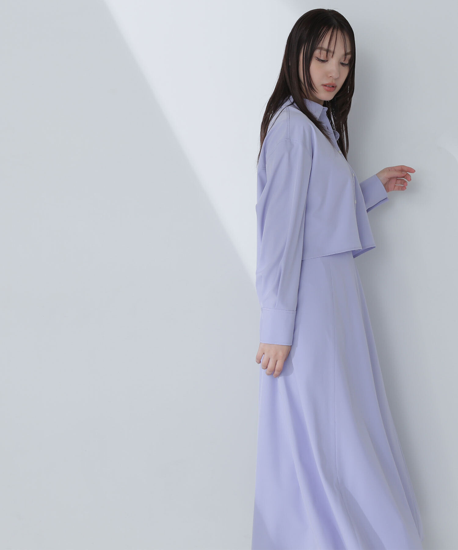  「クロップドシャツ＆フレアスカート」|ワンピース|