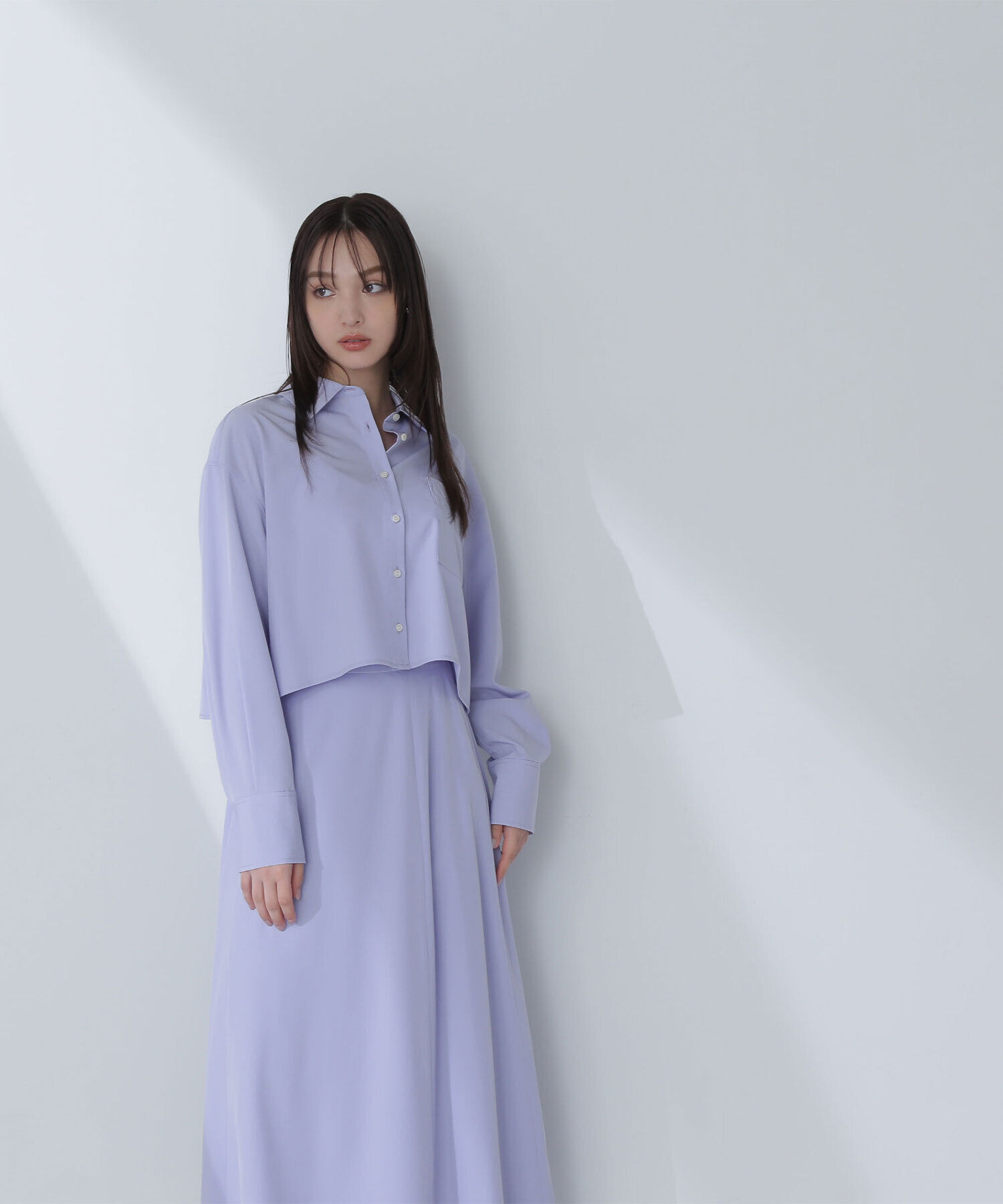  「クロップドシャツ＆フレアスカート」|ワンピース|