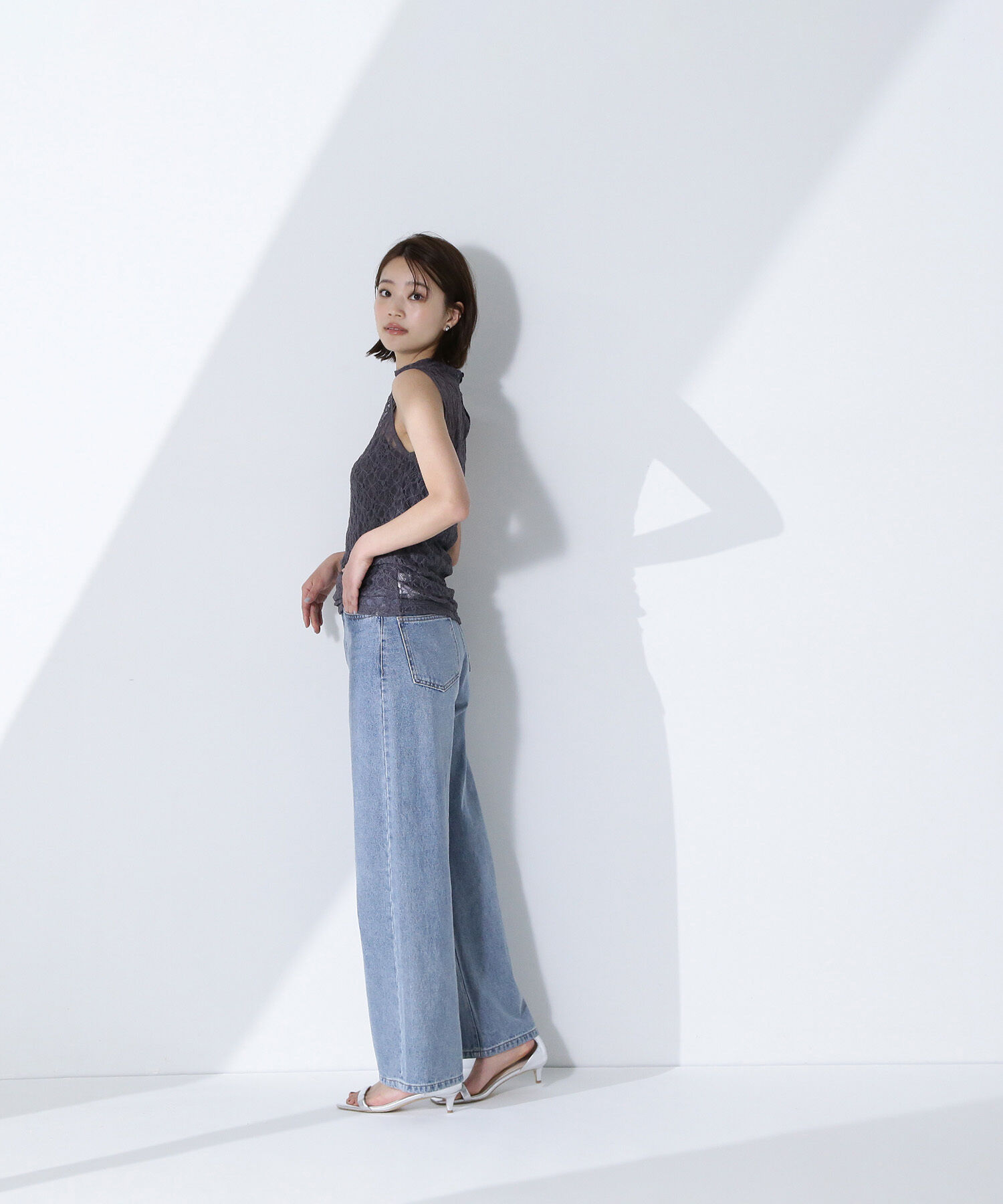  「ハイネックシアーレースノースリーブカットソー」|Tシャツ・カットソー|