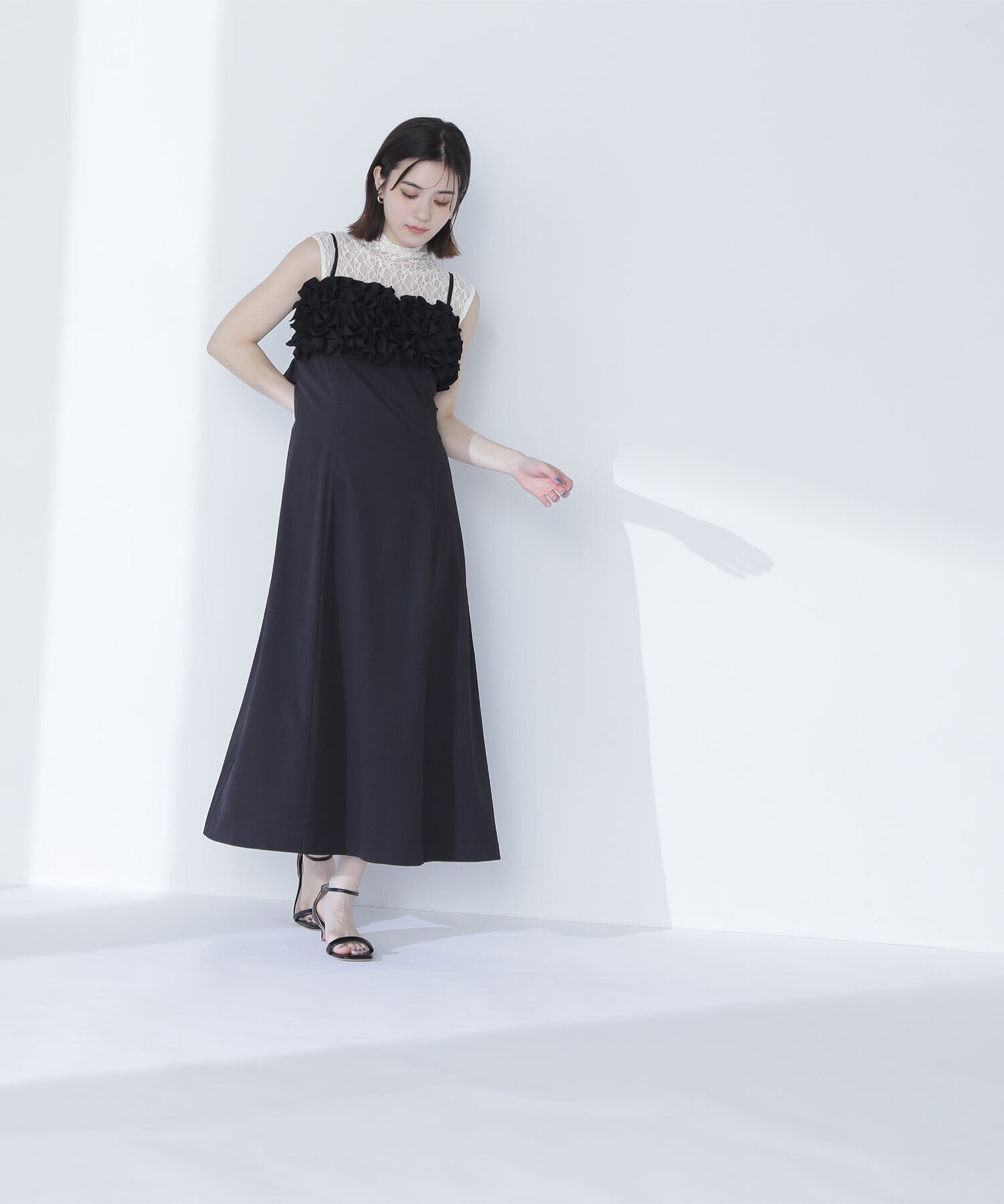  「ハイネックシアーレースノースリーブカットソー」|Tシャツ・カットソー|