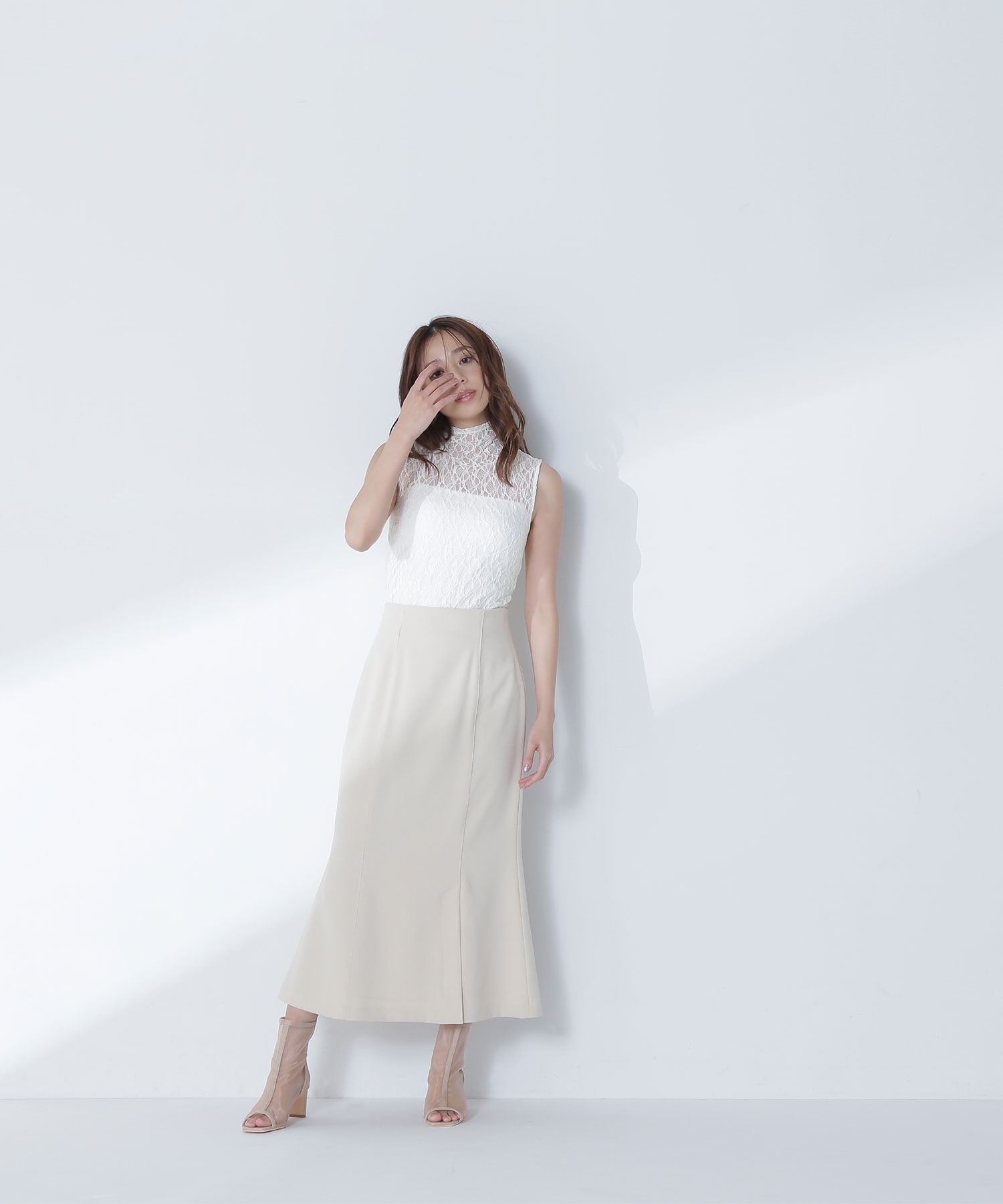  「ハイネックシアーレースノースリーブカットソー」|Tシャツ・カットソー|