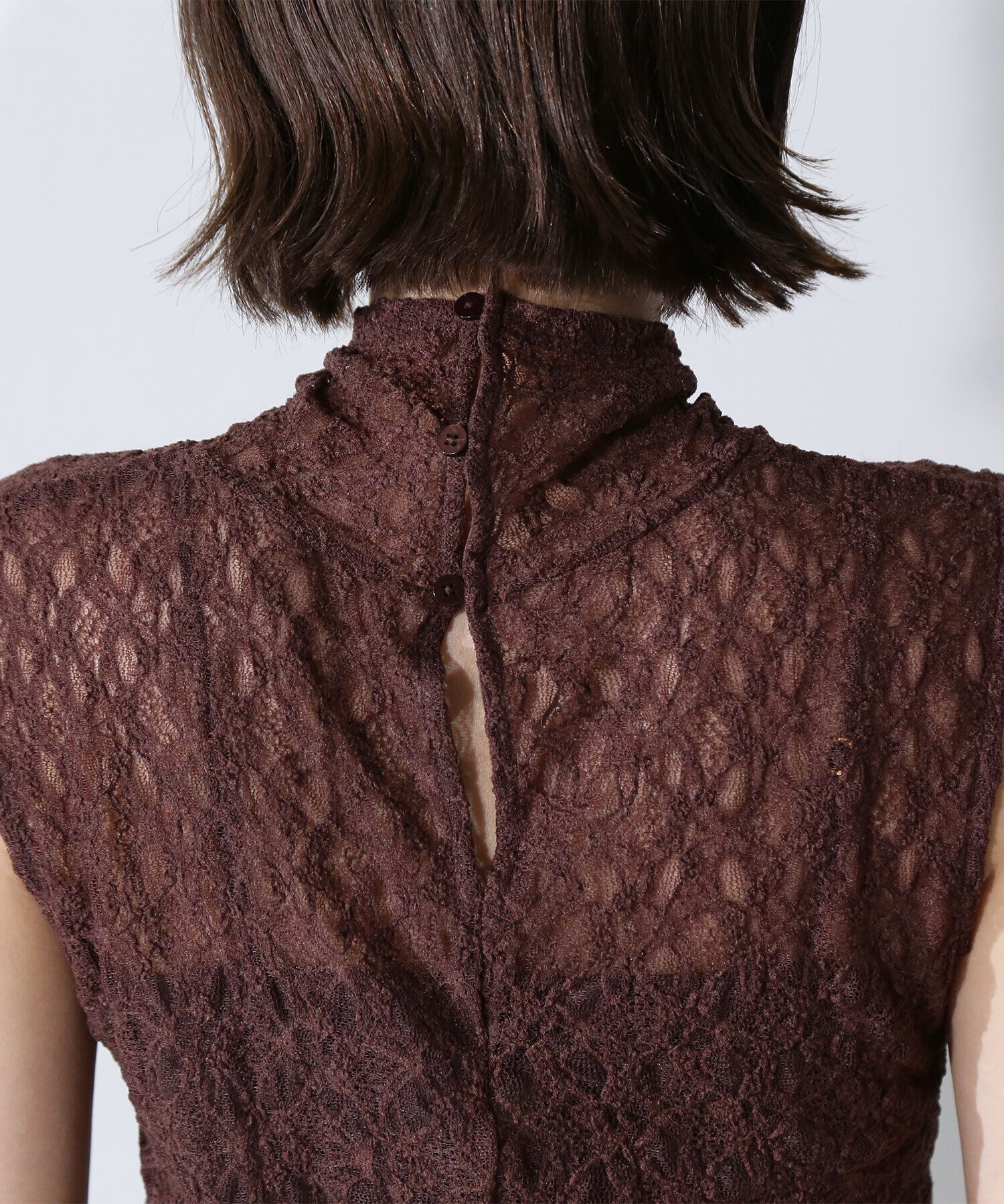  「ハイネックシアーレースノースリーブカットソー」|Tシャツ・カットソー|