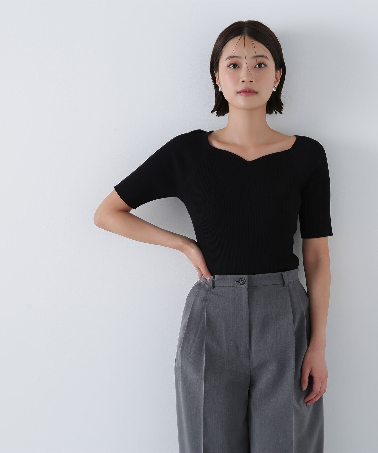  「ラグランハートネックニット」|ニット・セーター|