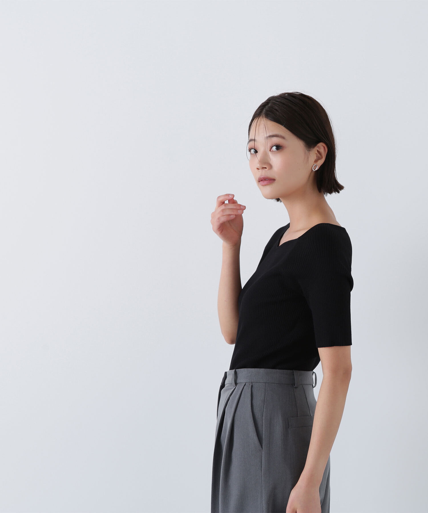  「ラグランハートネックニット」|ニット・セーター|