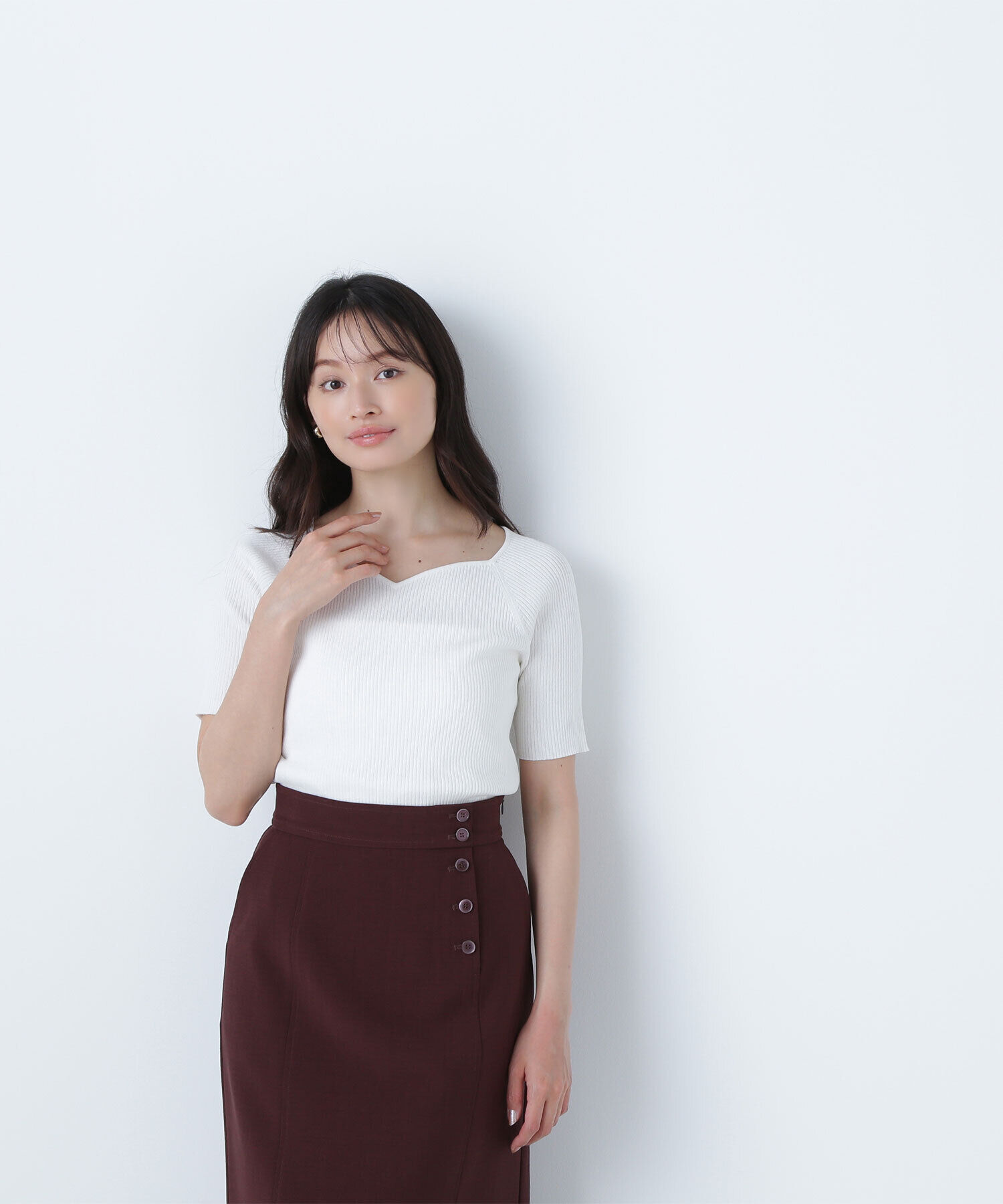  「ラグランハートネックニット」|ニット・セーター|