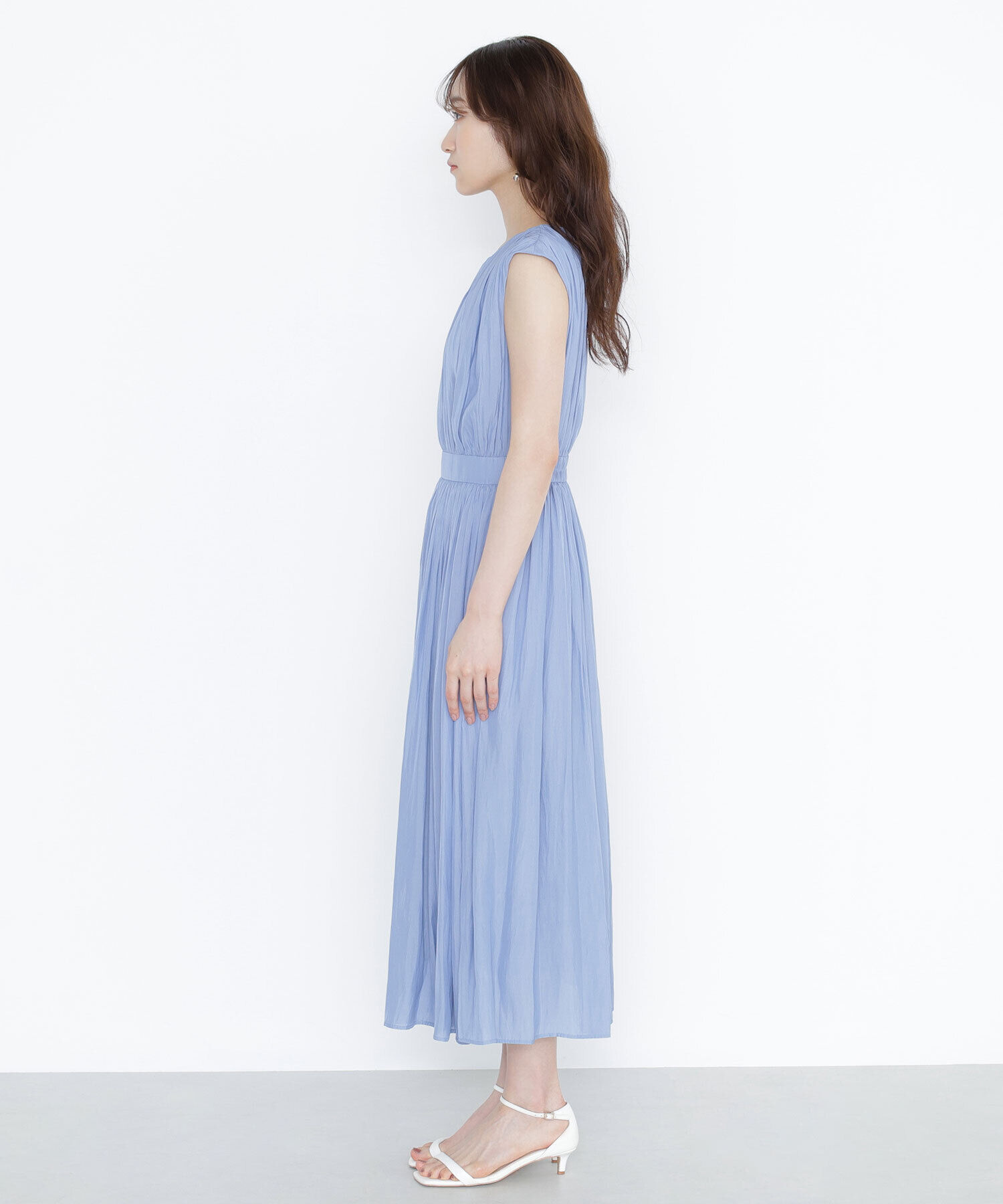  「割繊サテンギャザーワンピース」|ワンピース|