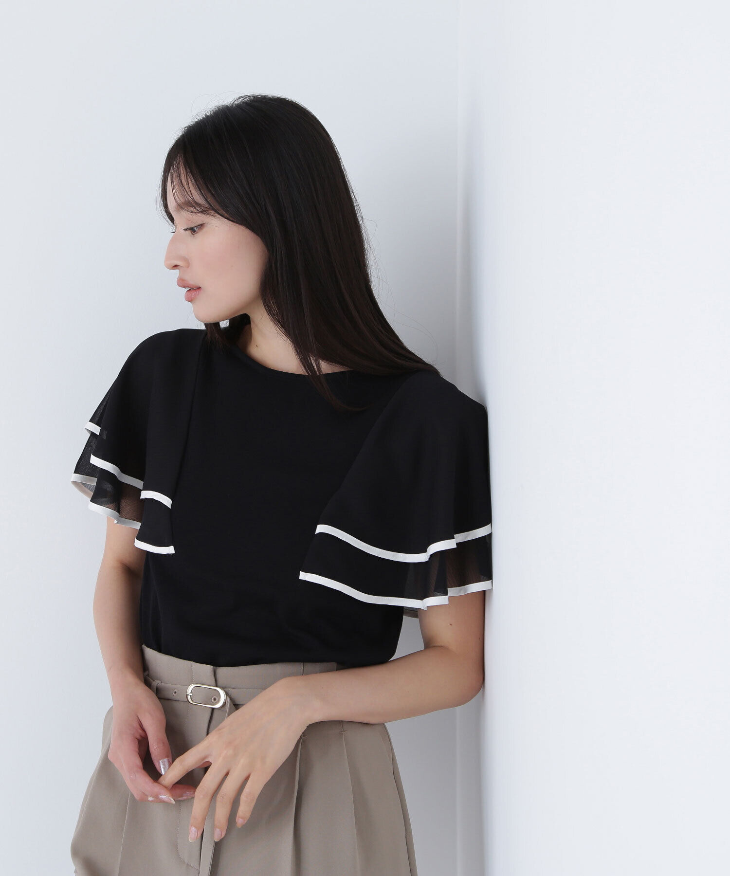  「バイカラーフレアスリーブニット」|ニット・セーター|