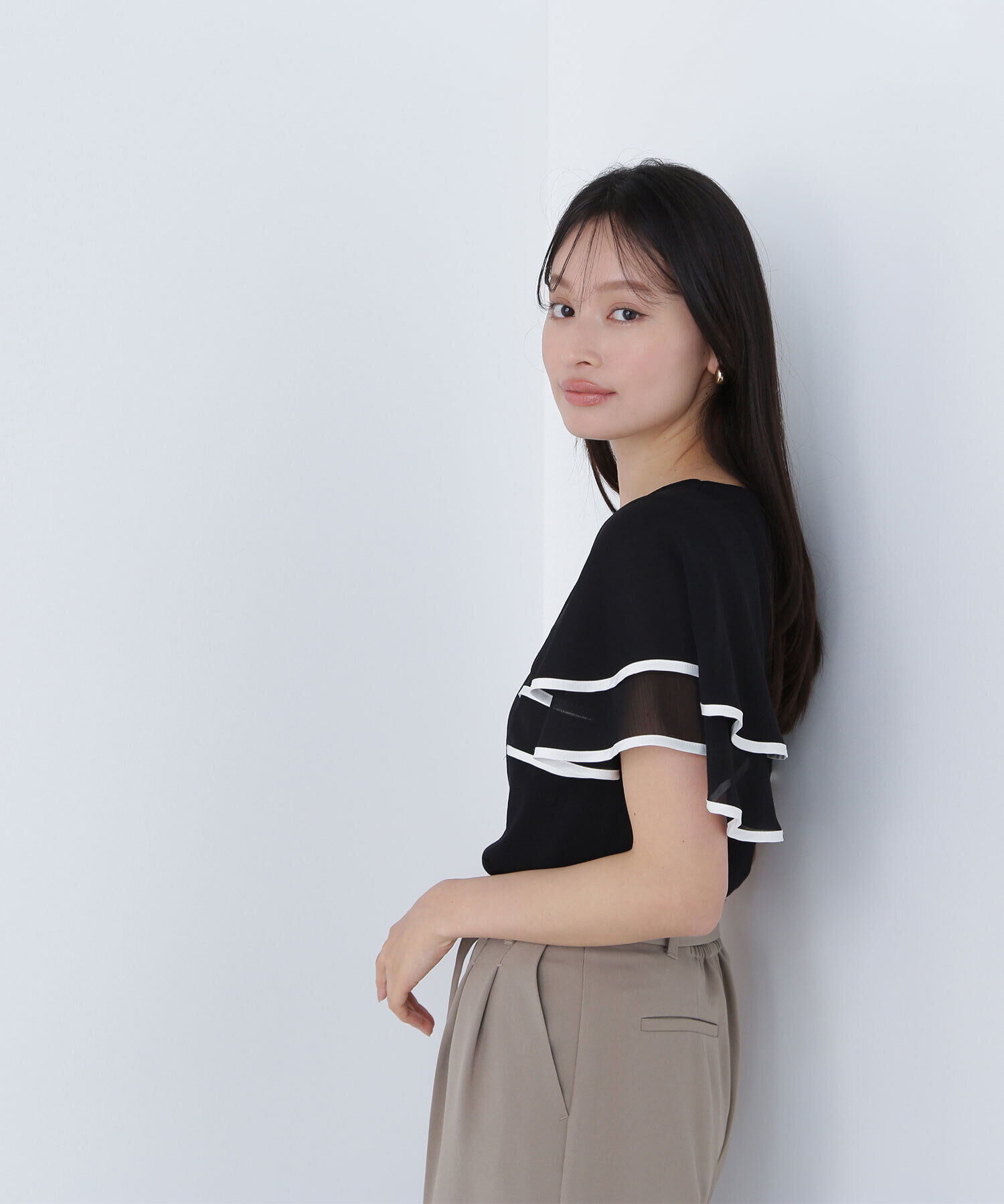  「バイカラーフレアスリーブニット」|ニット・セーター|