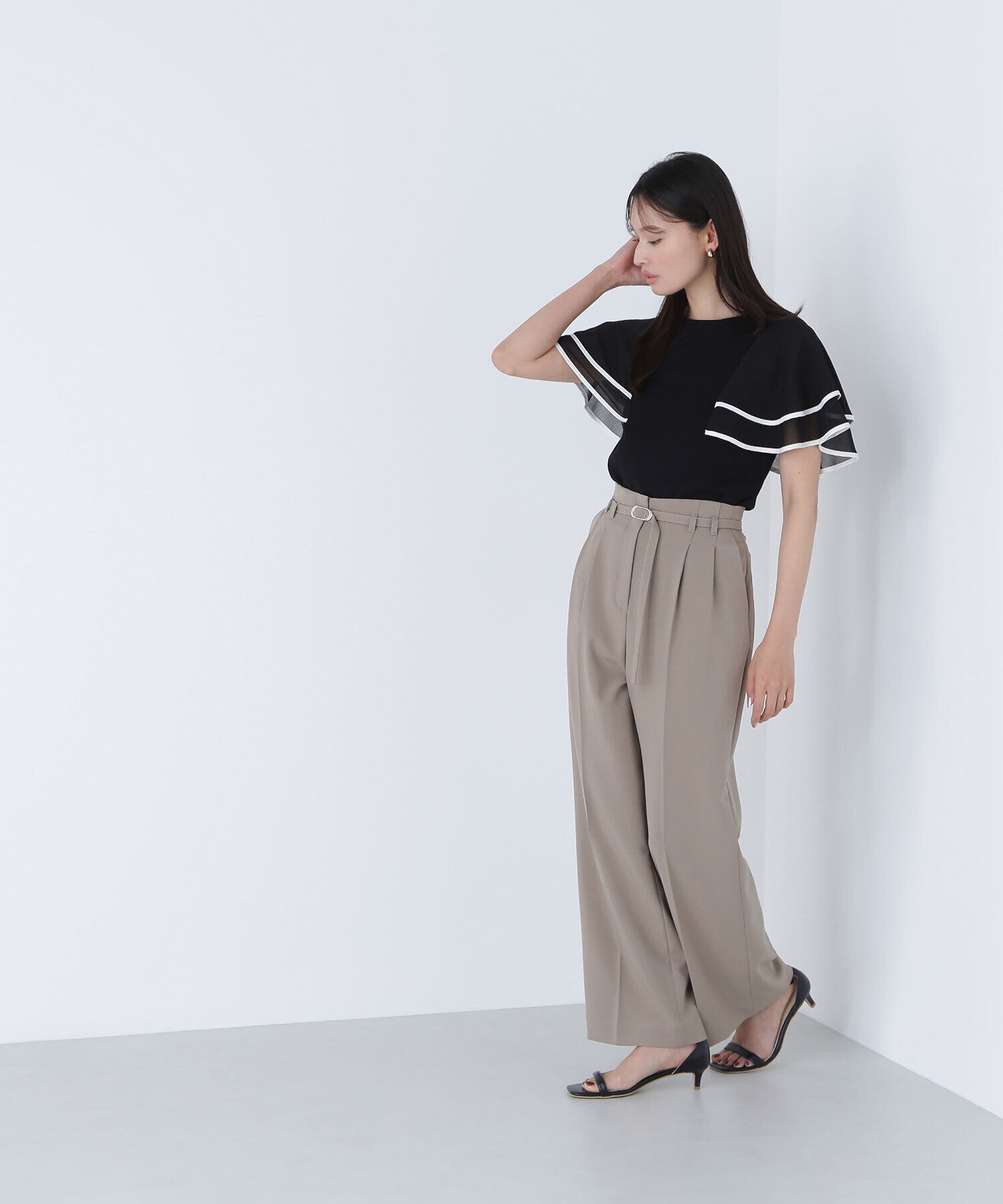  「バイカラーフレアスリーブニット」|ニット・セーター|