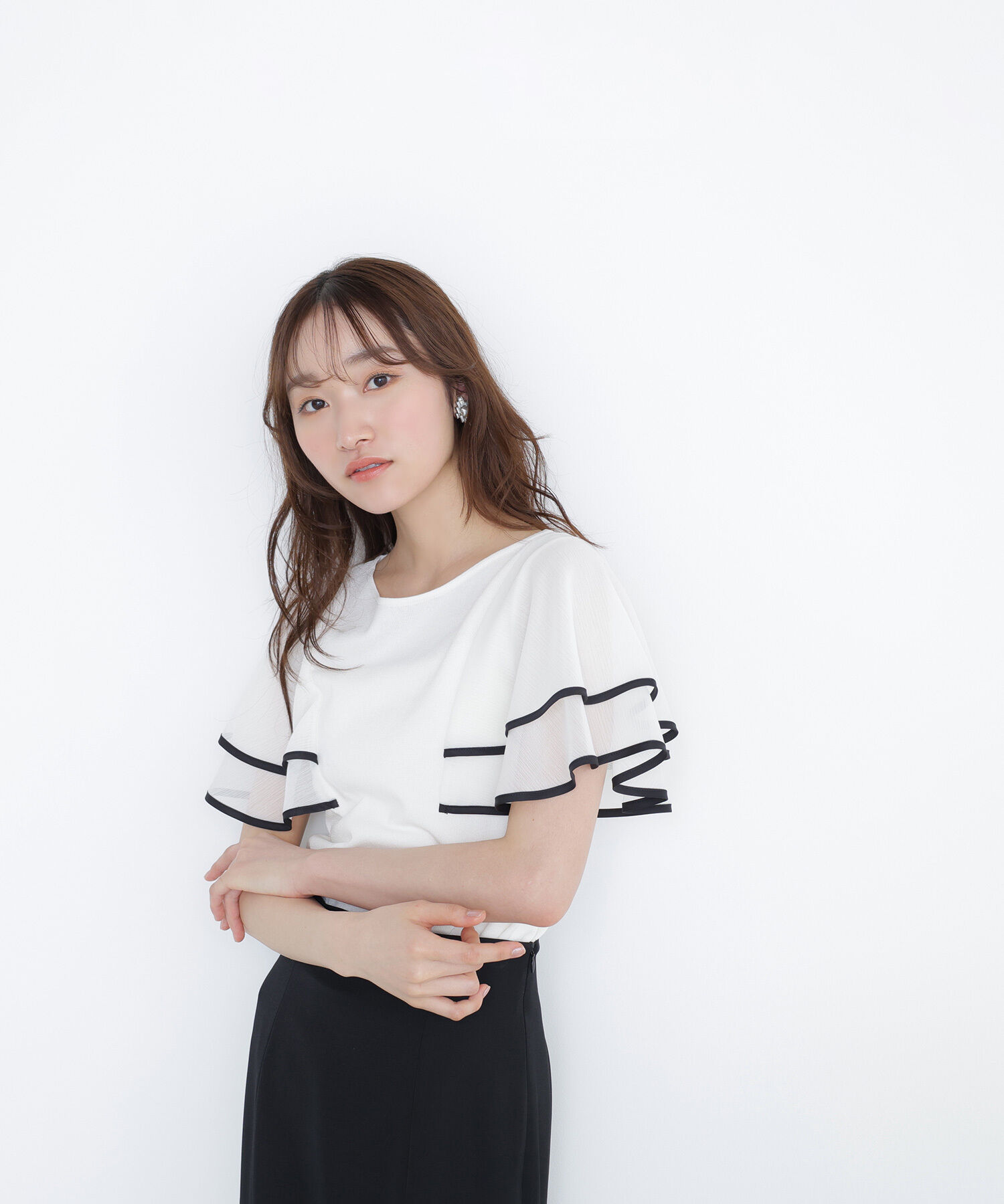  「バイカラーフレアスリーブニット」|ニット・セーター|