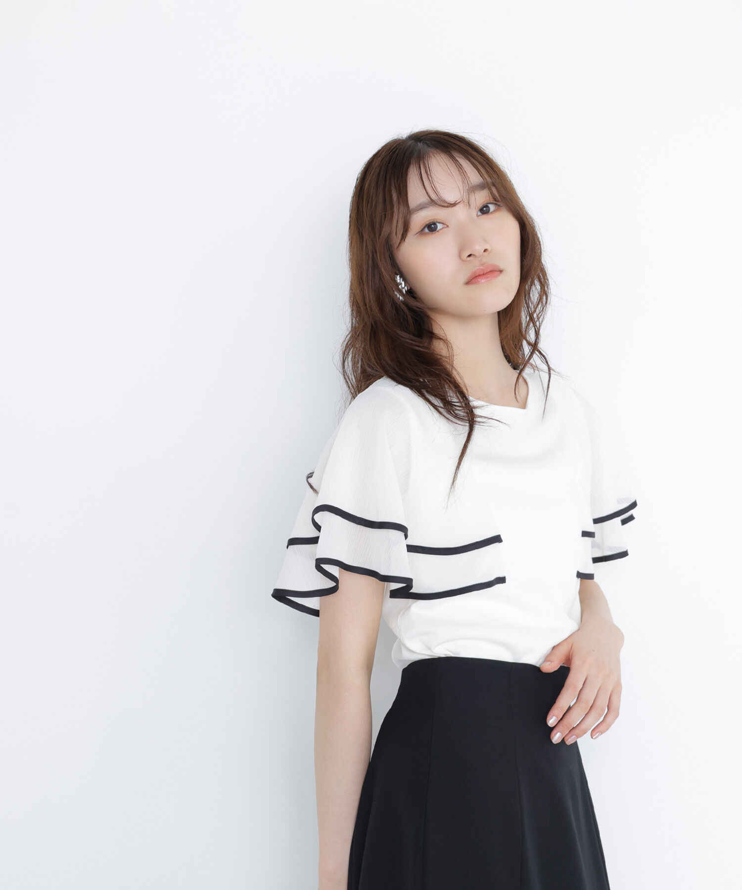  「バイカラーフレアスリーブニット」|ニット・セーター|